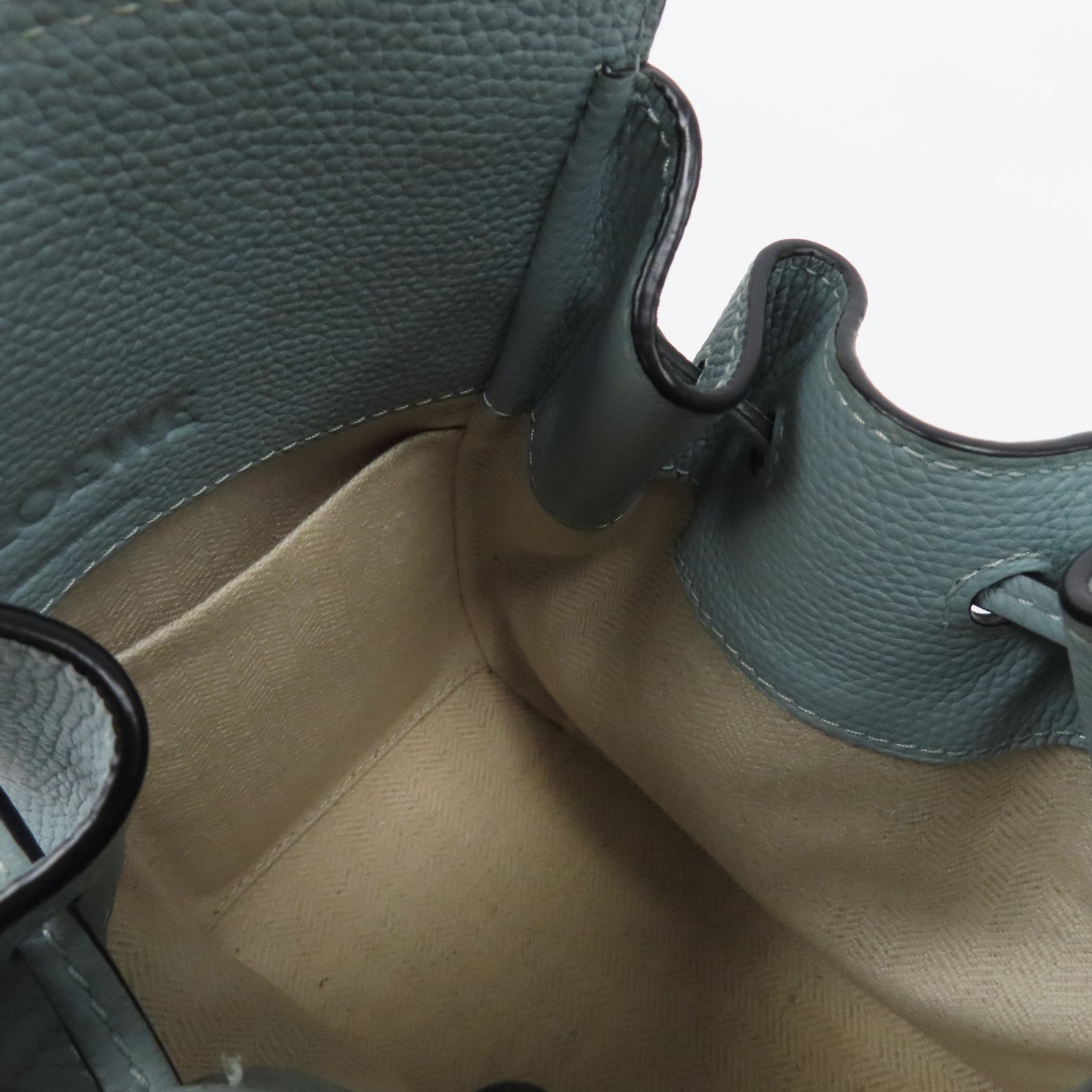LOEWE 牛皮皮革Mini Hammock Drawstring金扣手挽肩背兩用袋藍色