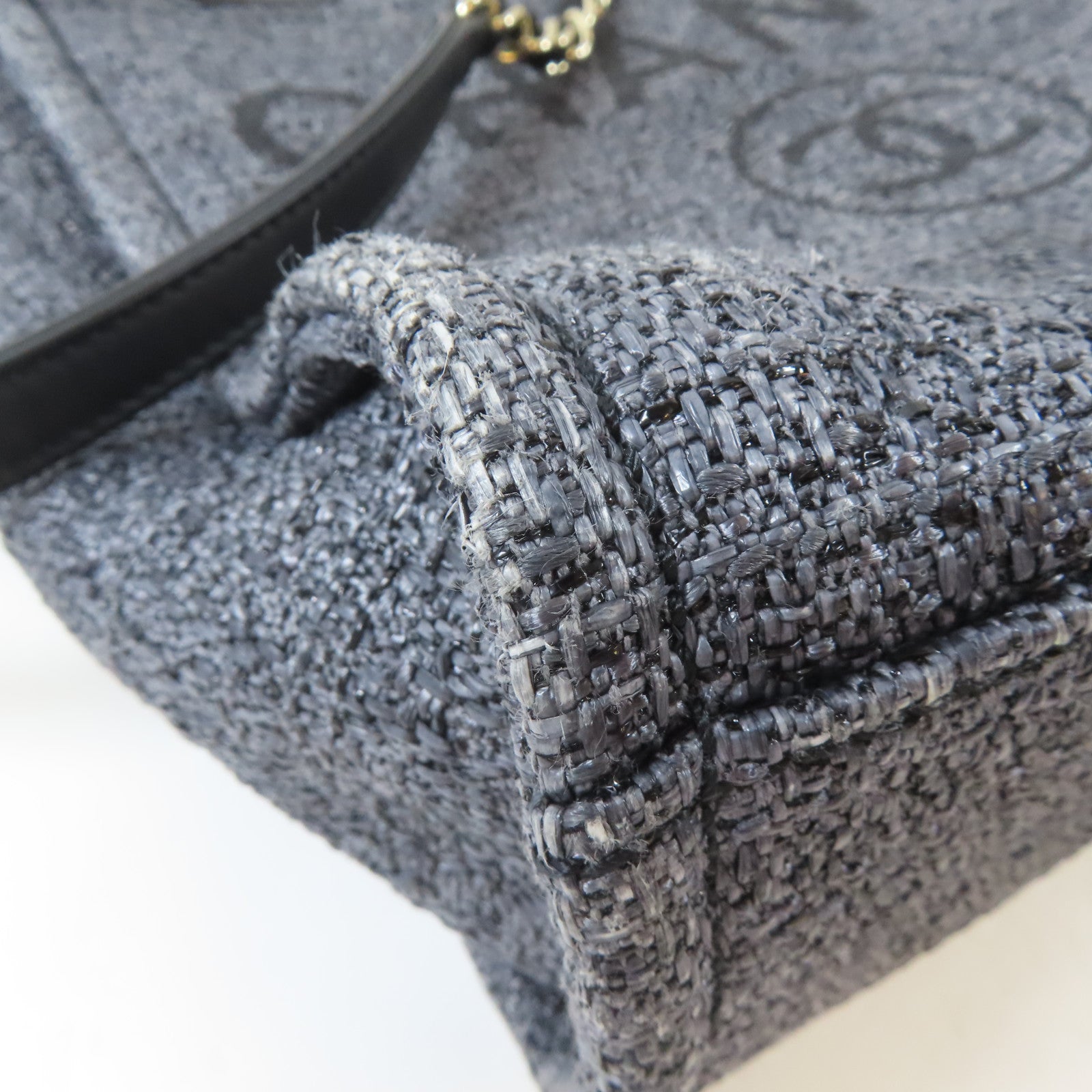 CHANEL 帆布Deauville Tote金扣肩背袋/手挽袋灰色