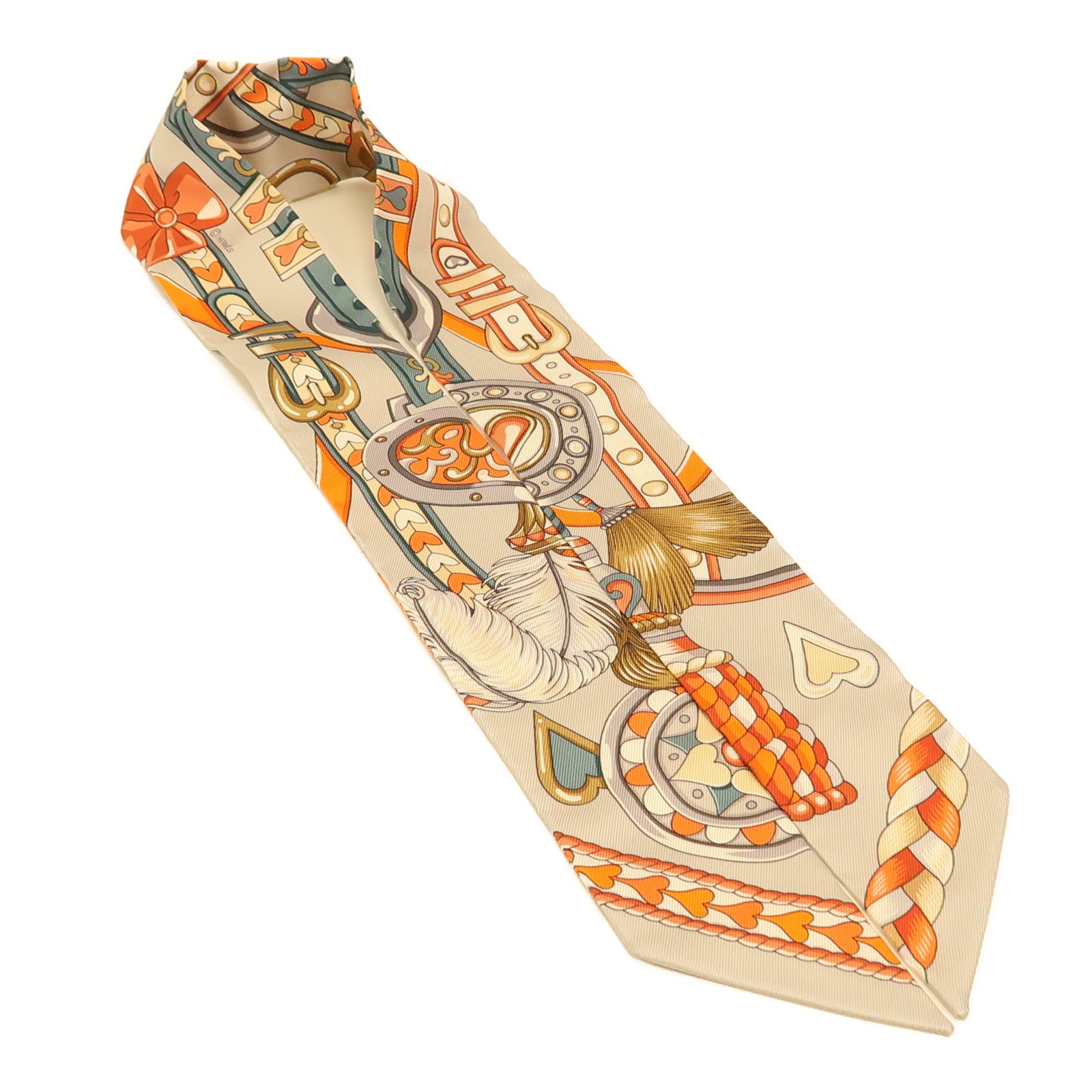 HERMES Twilly Scarf Scarves Silk Gray