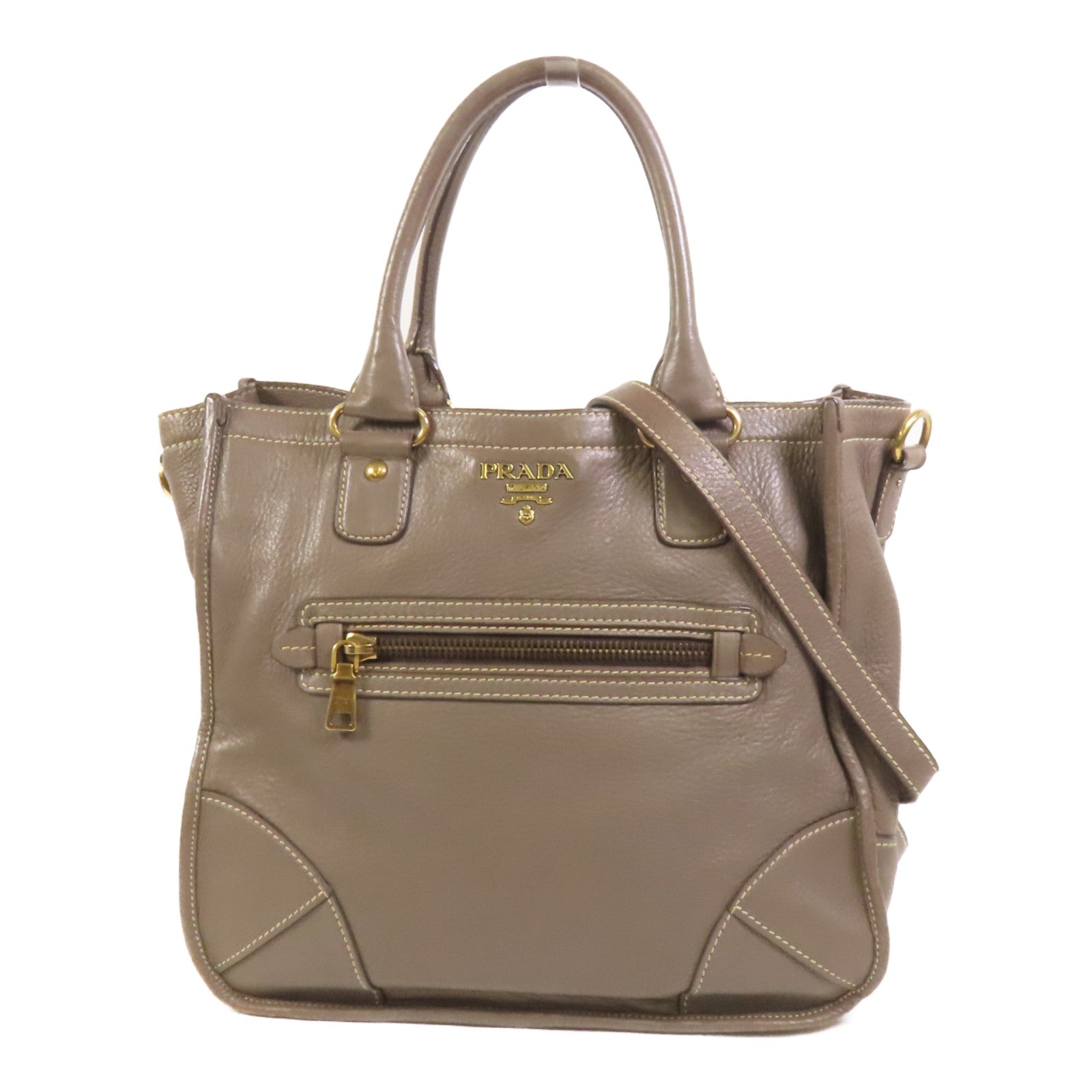 PRADA 牛皮皮革2 Way Shoulder金扣手挽肩背兩用袋