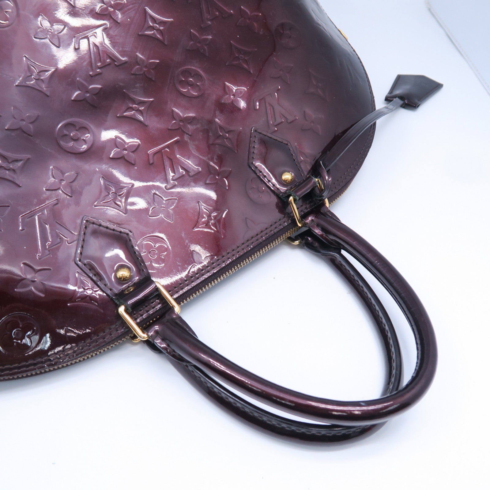 LOUIS VUITTON **【清倉大減價】Monogram Vernis Alma MM金扣手挽袋酒紅色
