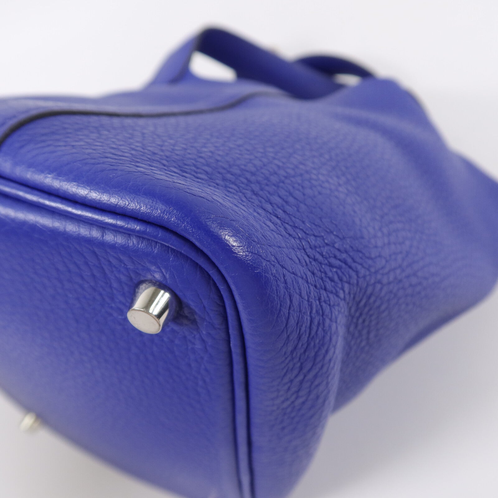 HERMES Clemence皮革Picotin PM手挽袋Bleu Electrique