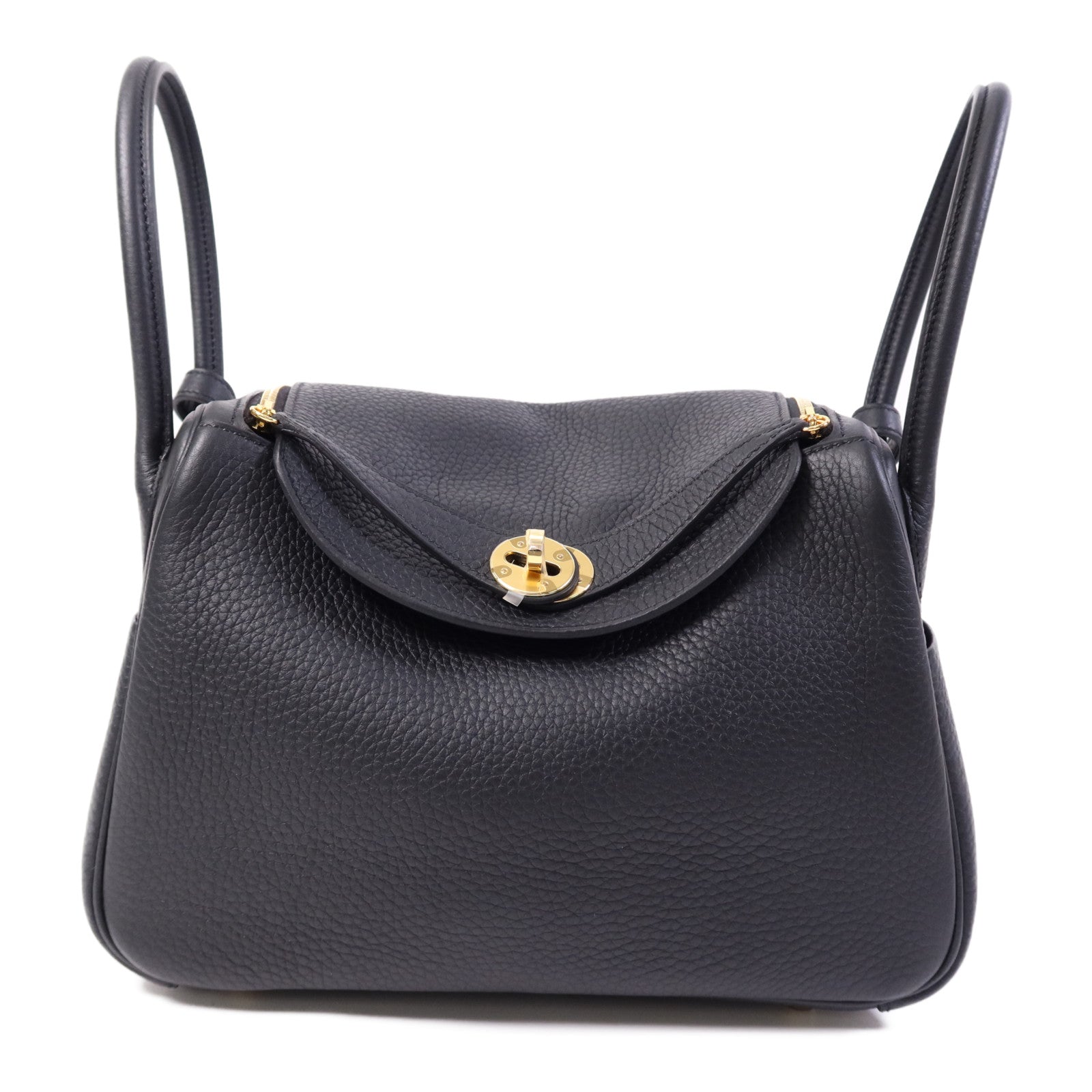 HERMES Clemence皮革Lindy 26金扣手挽肩背兩用袋Noir