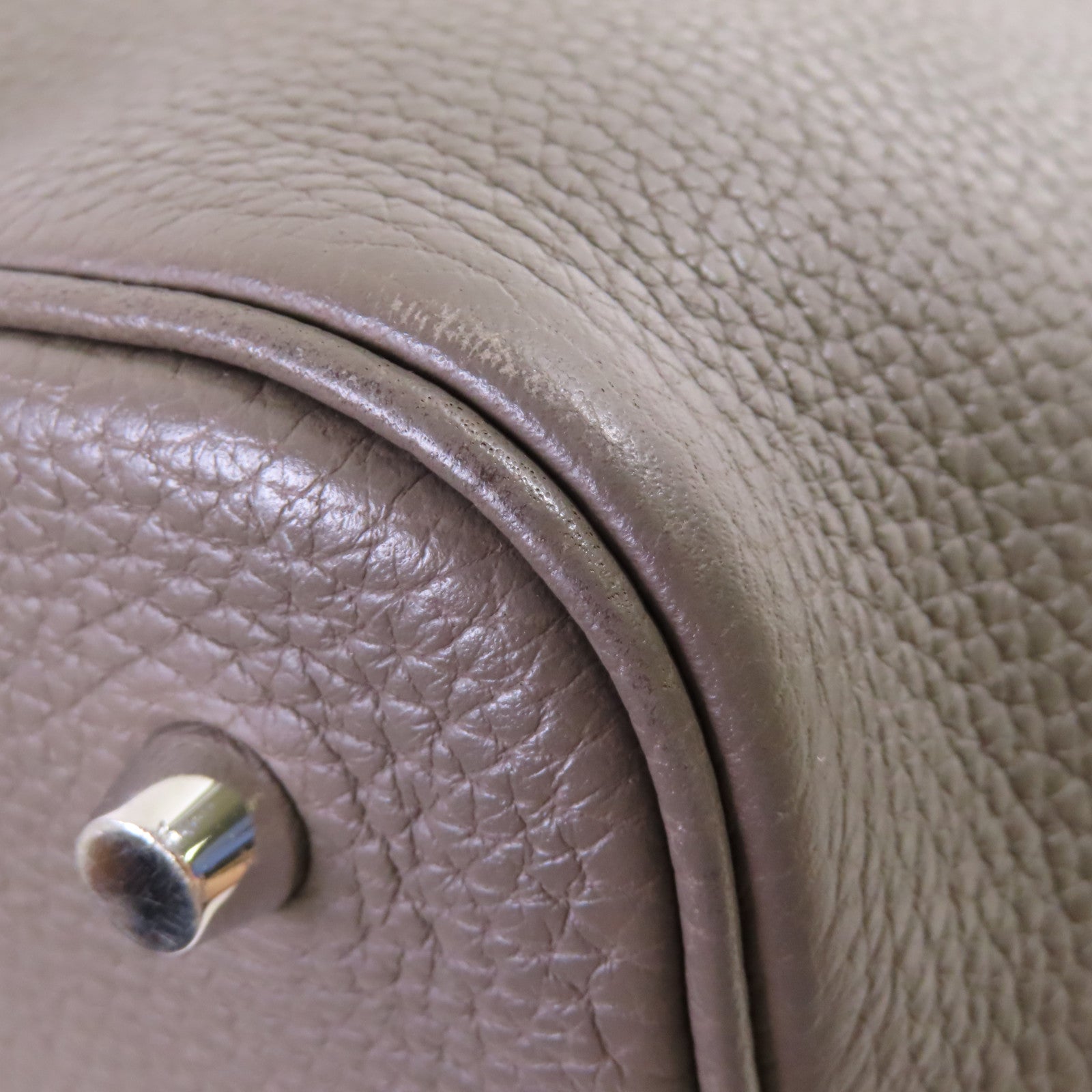 HERMES Clemence皮革Picotin MM Tote Bag銀扣手挽袋錫灰色