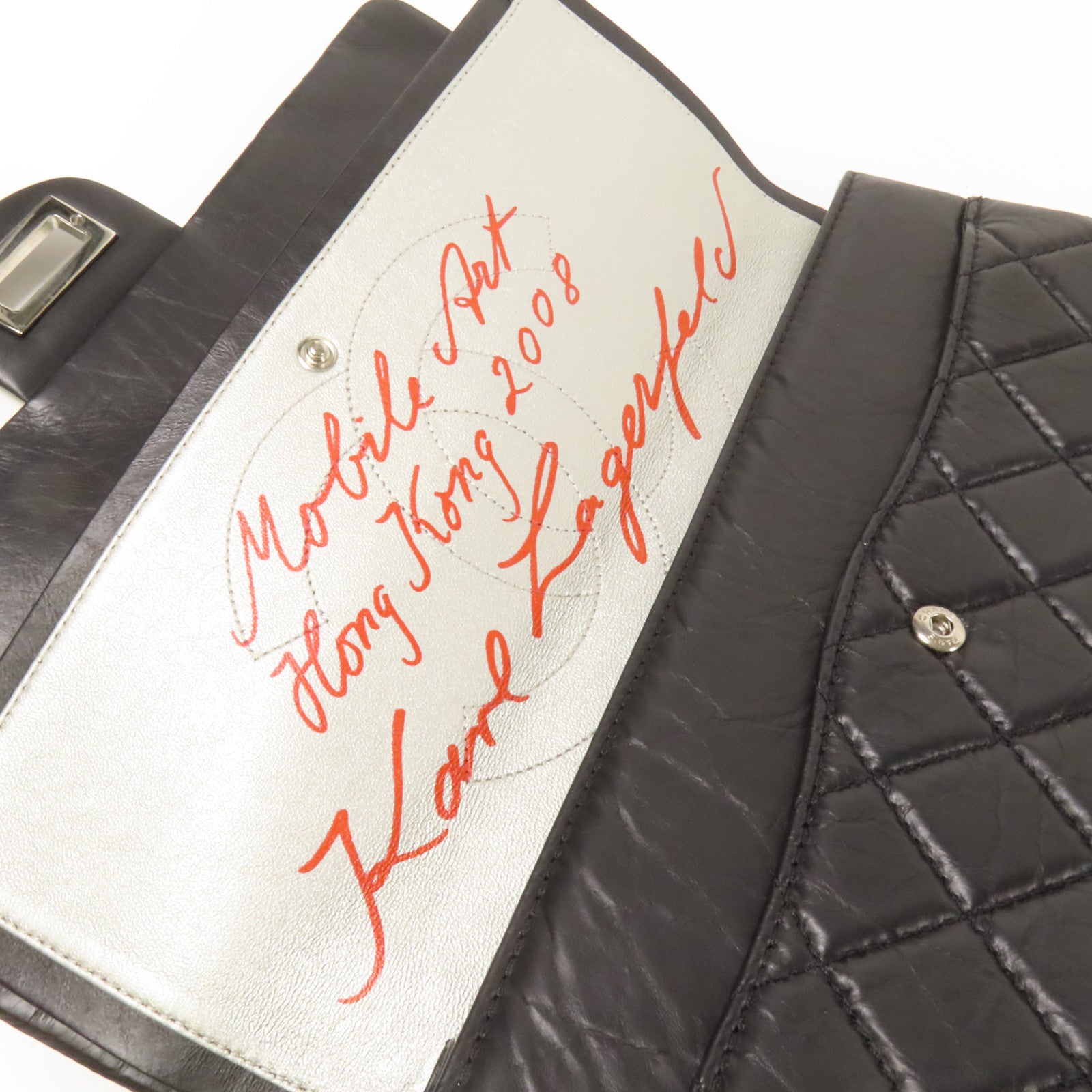 CHANEL 牛皮皮革2.55 Large銀扣鏈帶肩背袋