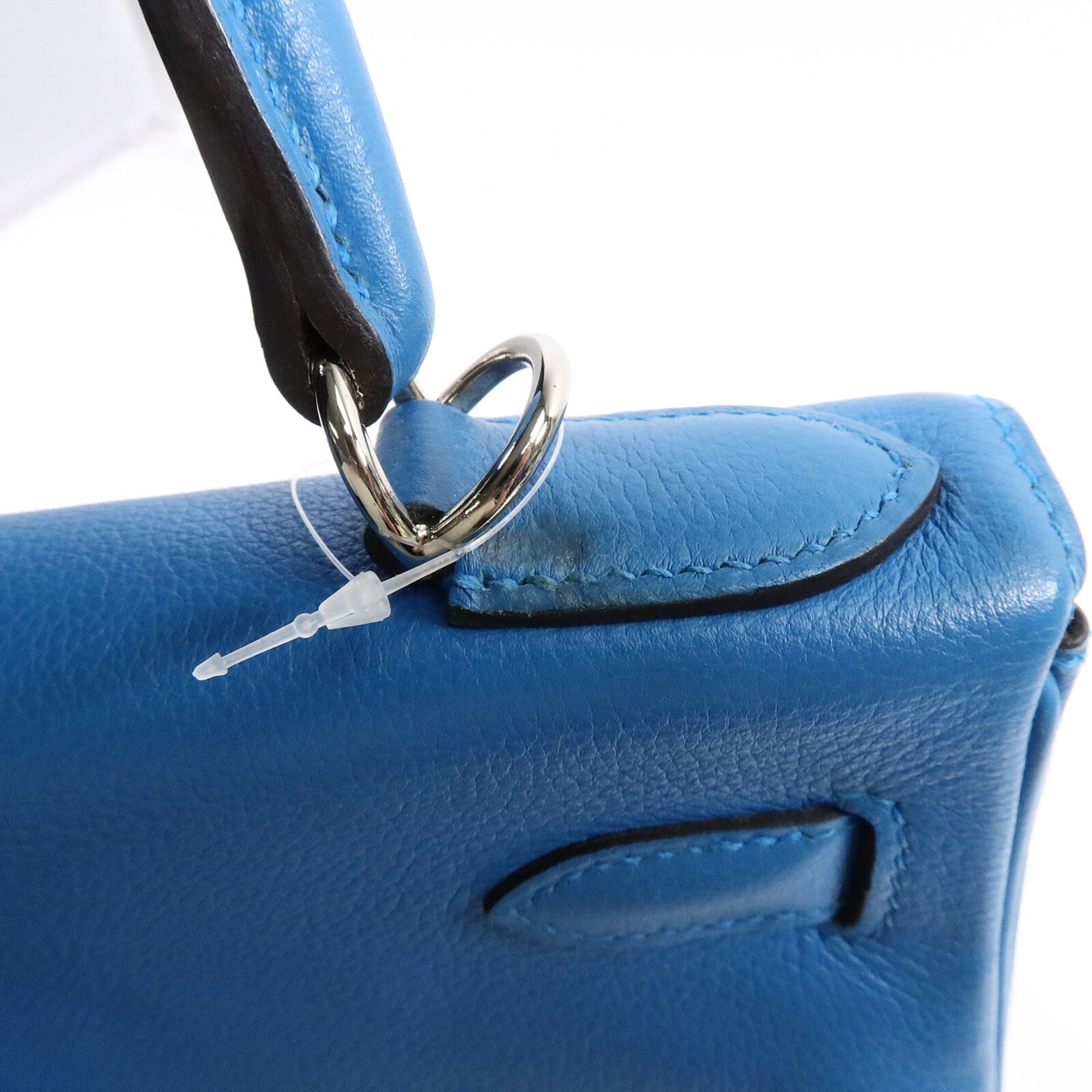 HERMES Clemence皮革Kelly 28手挽肩背兩用袋Bleu Frida
