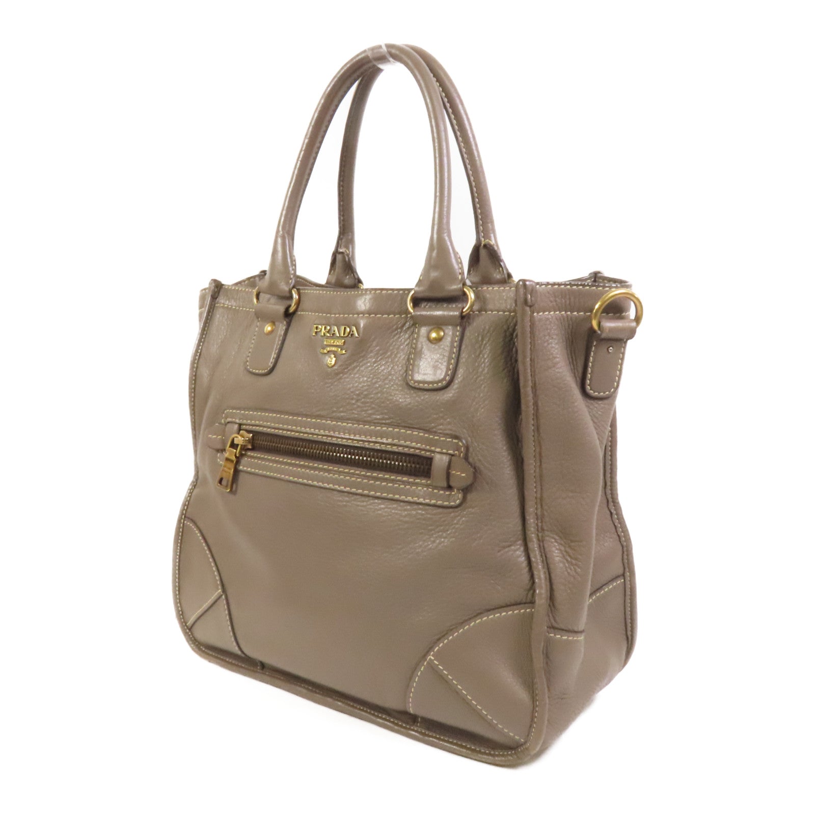 PRADA 牛皮皮革2 Way Shoulder金扣手挽肩背兩用袋
