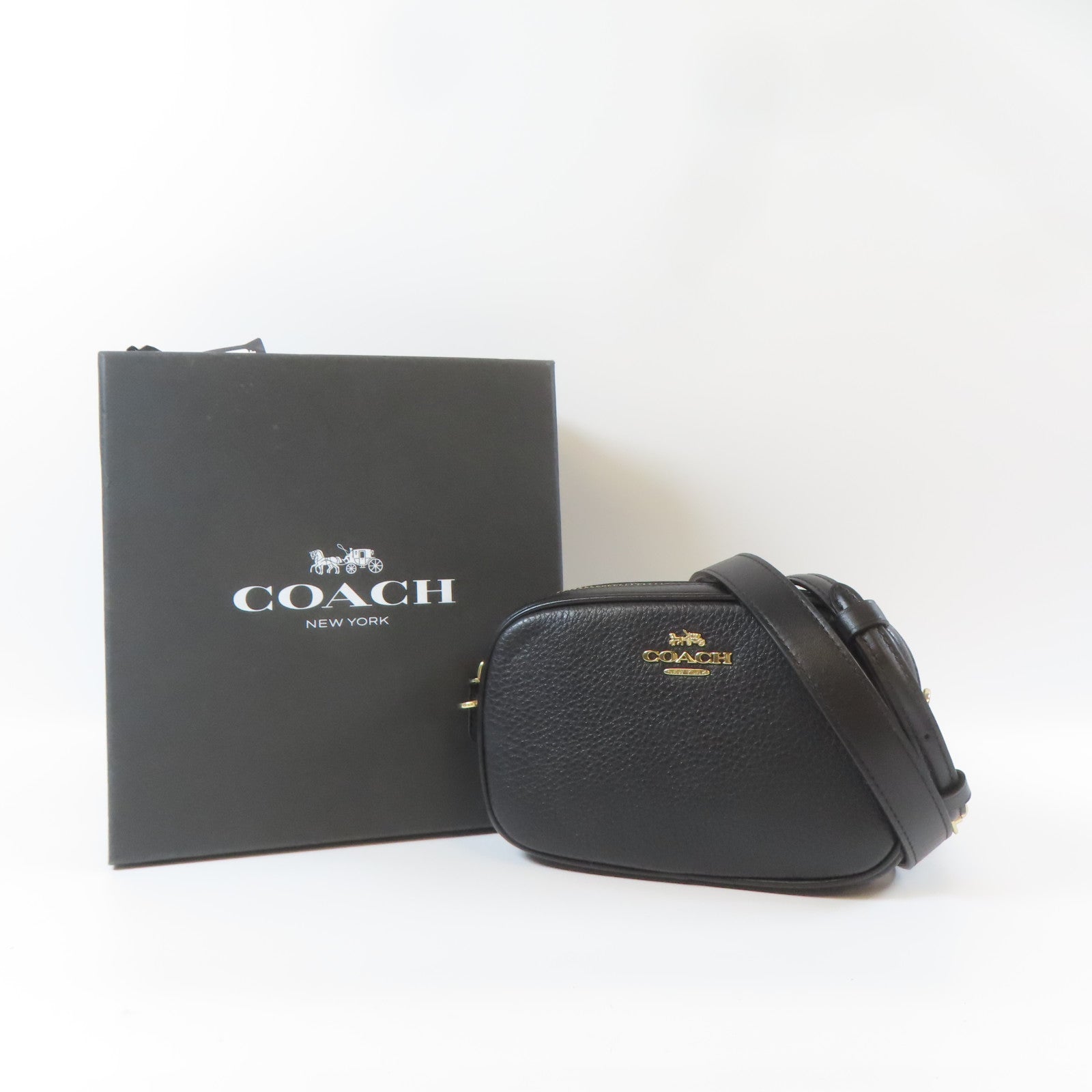 COACH 牛皮皮革Shoulder Bag金扣肩背袋黑色