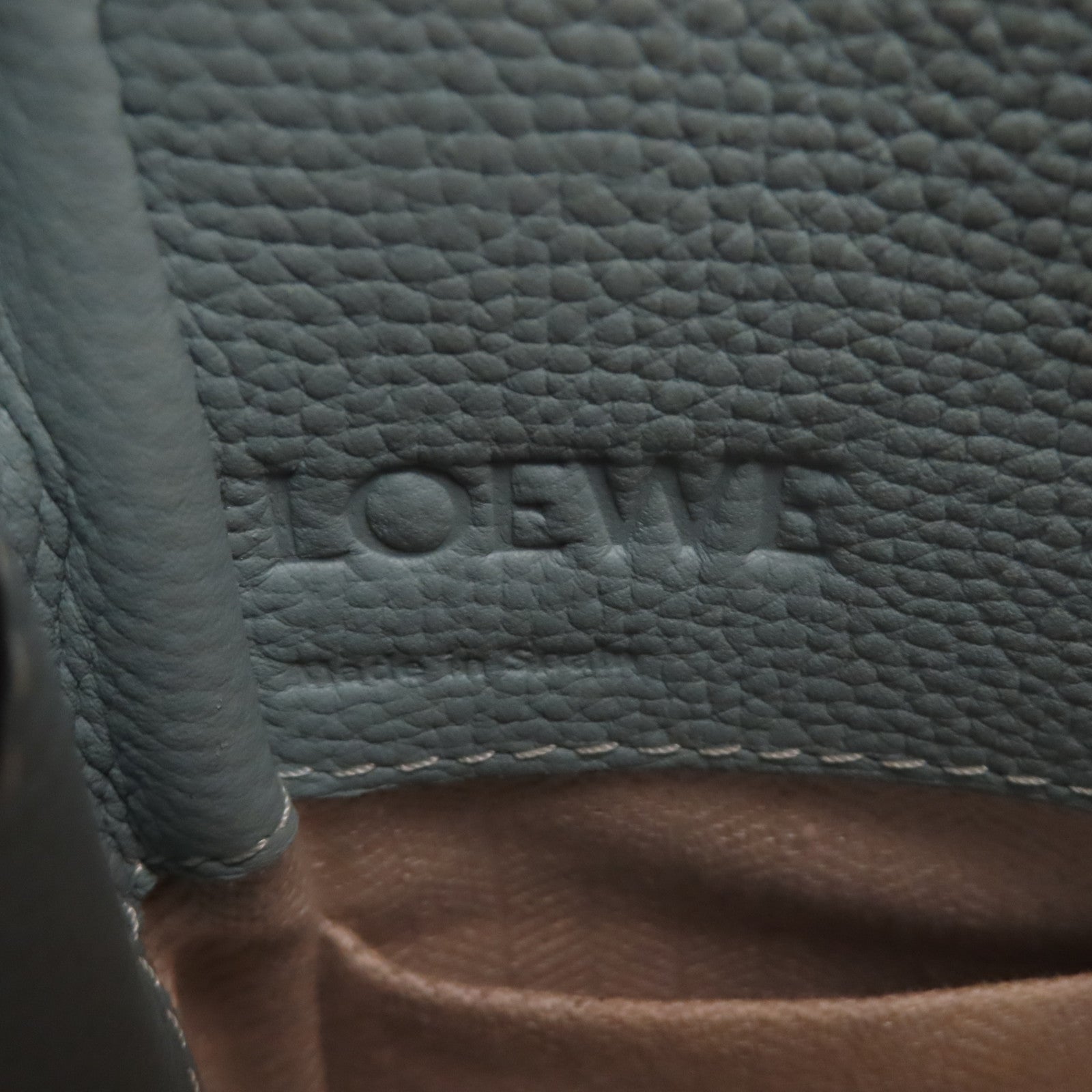 LOEWE 牛皮皮革Mini Hammock Drawstring金扣手挽肩背兩用袋藍色