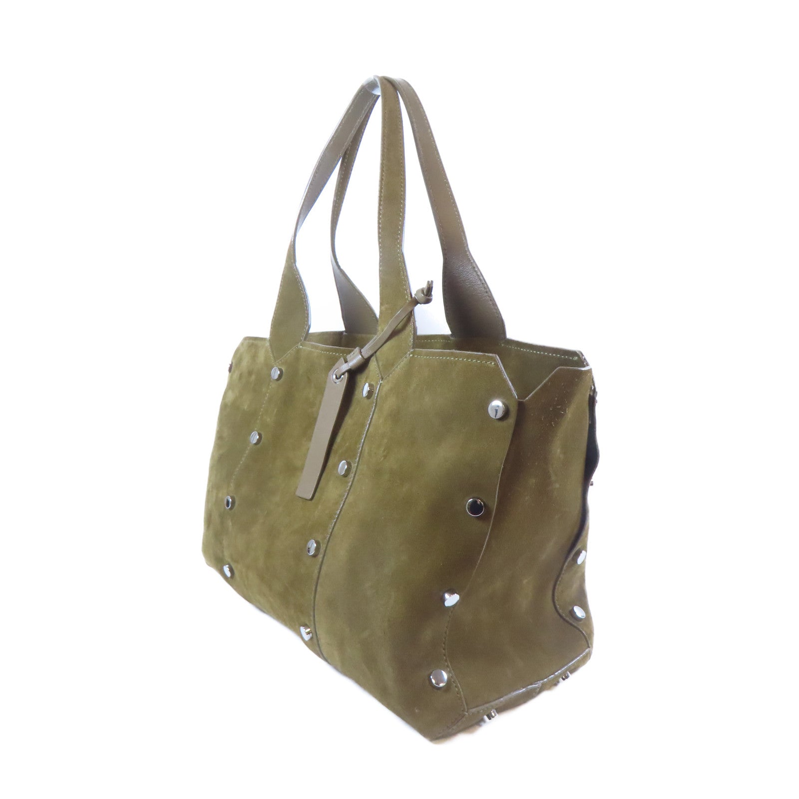 JIMMY CHOO **【激減優惠】絨面皮革Tote Bag銀扣手挽袋綠色