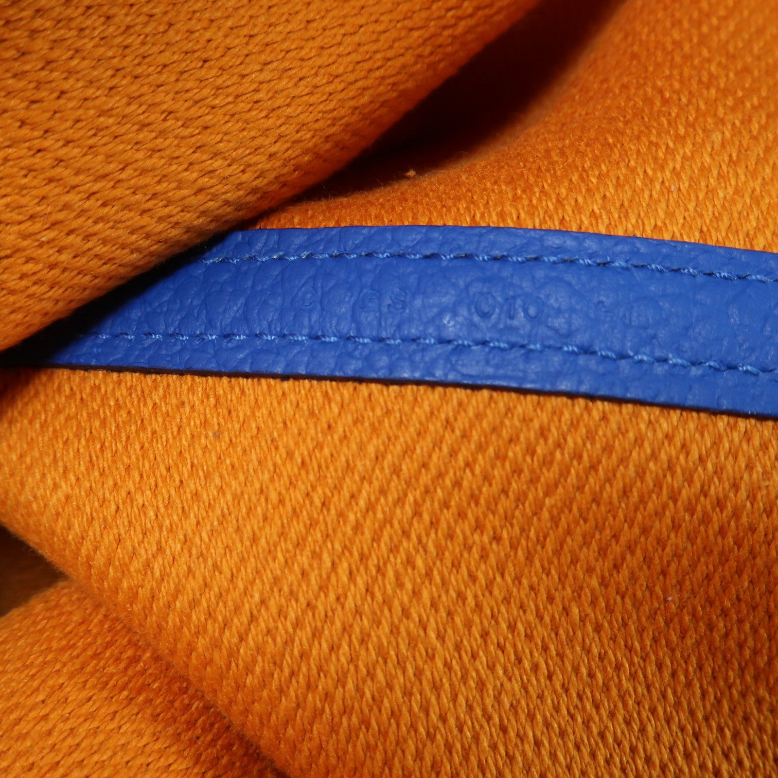 HERMES Toile H帆布Garden Party PM銀扣手挽袋Bleu Hydra/藍色/米色