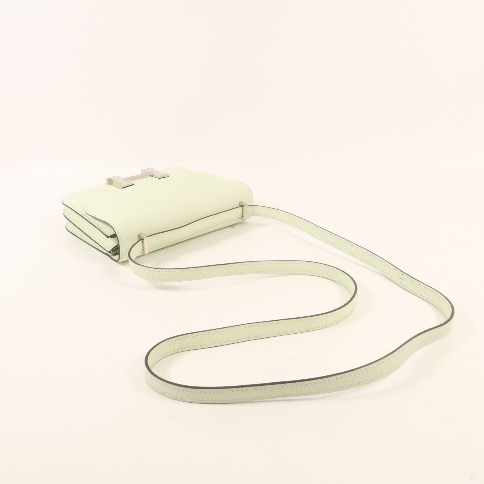 HERMES Epsom皮革Constance Mini銀扣肩背袋Vert Fizz
