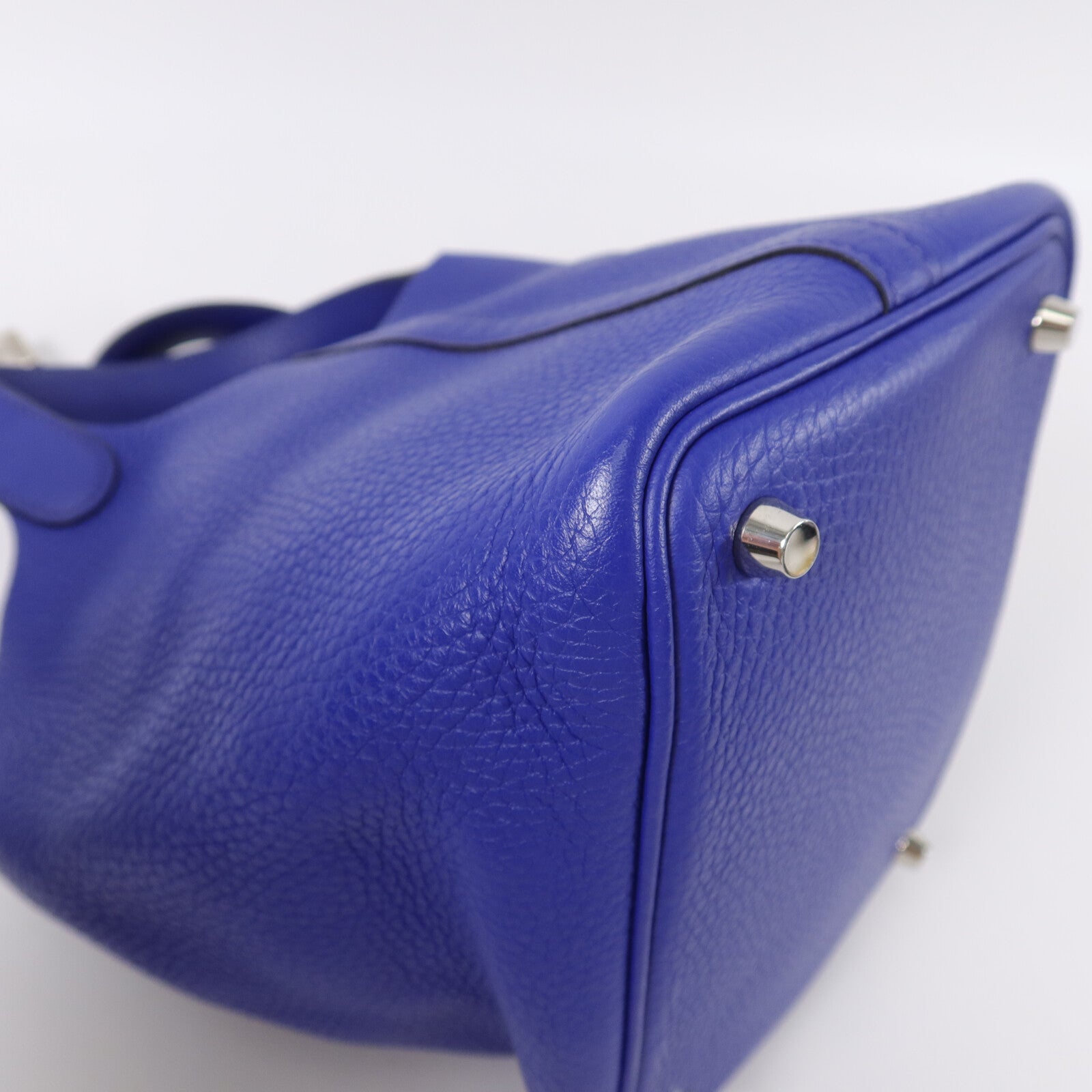 HERMES Clemence皮革Picotin PM手挽袋Bleu Electrique