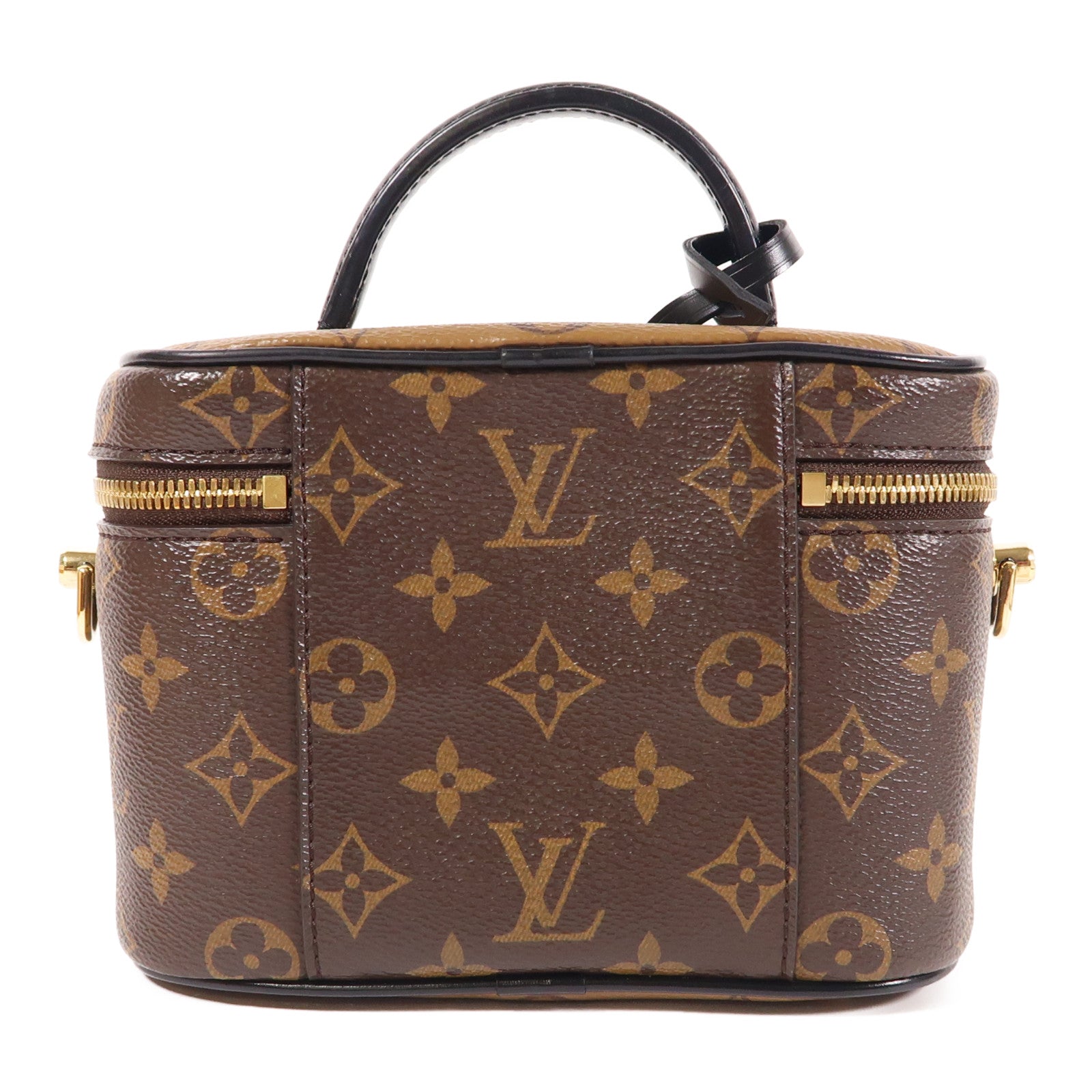LOUIS VUITTON Monogram Reverse Vanity PM金扣手挽肩背兩用袋棕色
