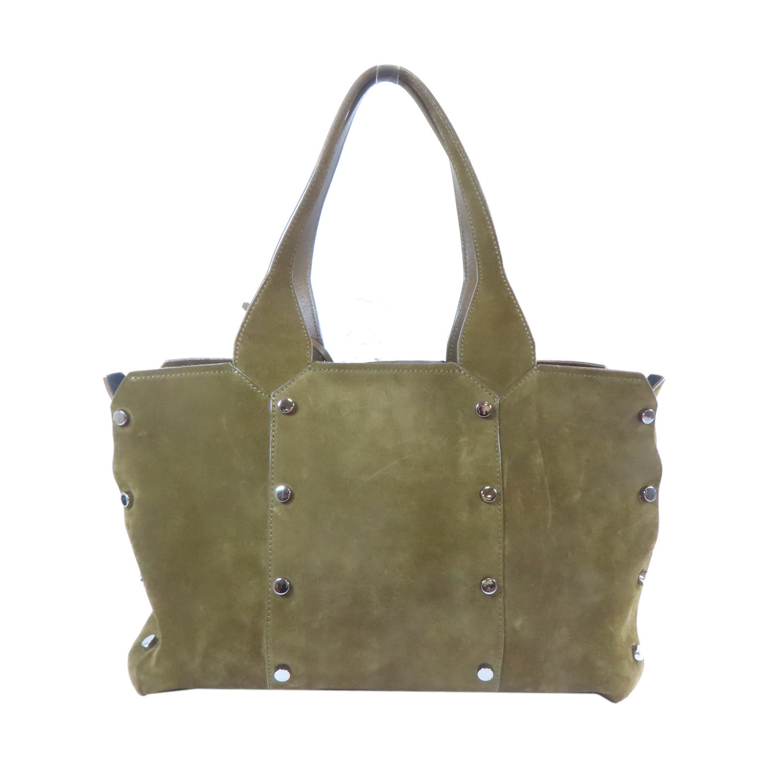 JIMMY CHOO **【激減優惠】絨面皮革Tote Bag銀扣手挽袋綠色