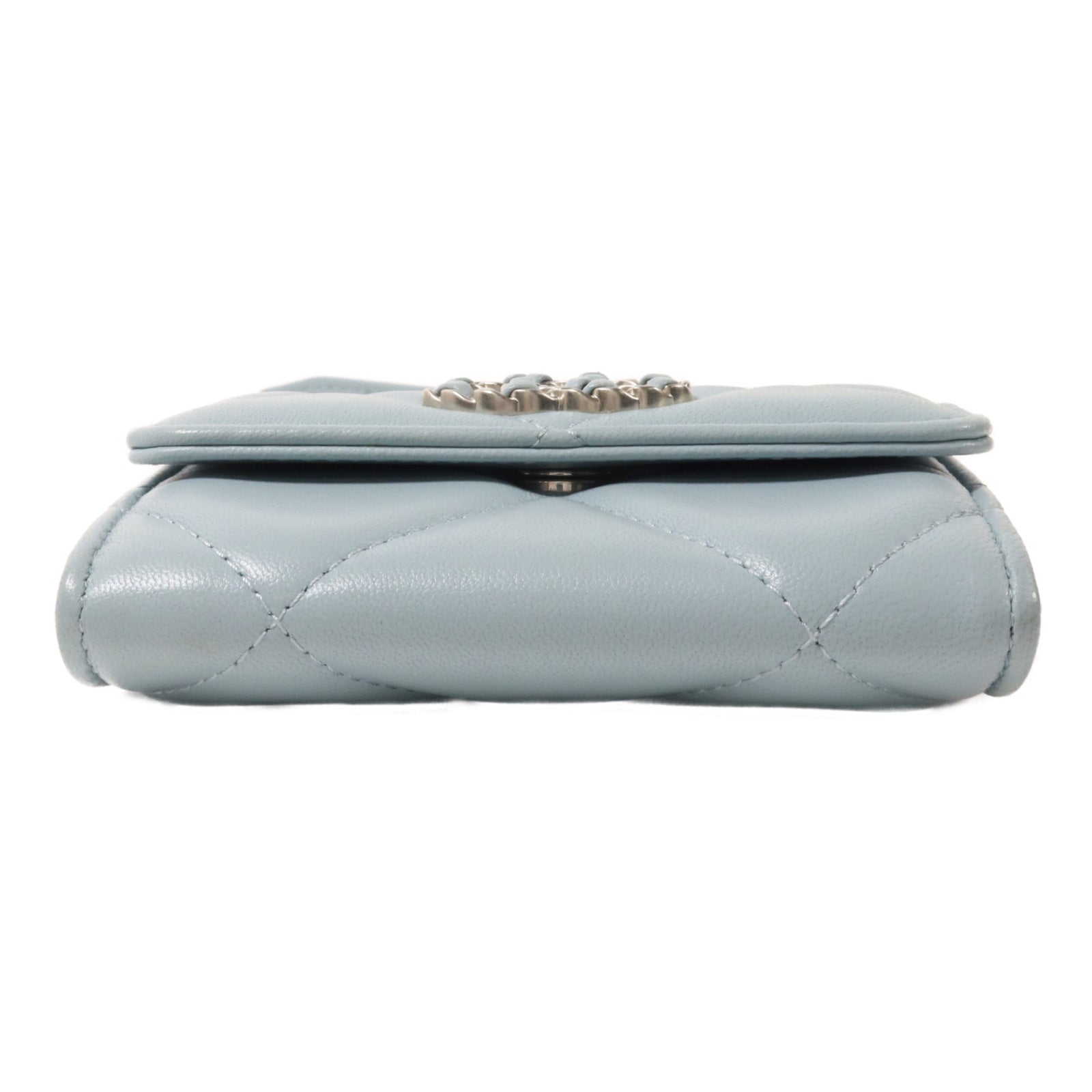 CHANEL 羊皮皮革C19 Card Holder On Chain鏈帶肩背袋