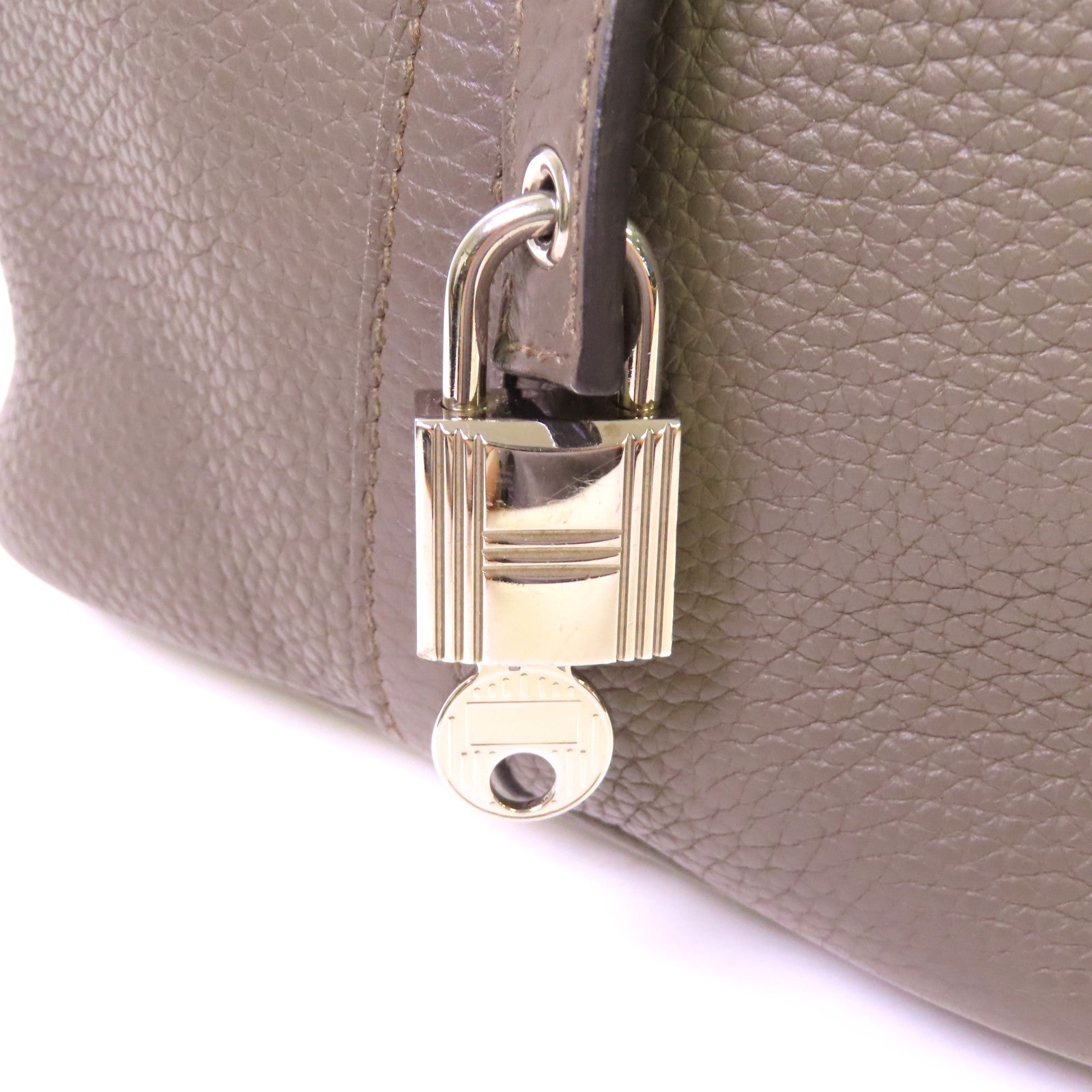 HERMES Clemence皮革Picotin MM Tote Bag銀扣手挽袋錫灰色