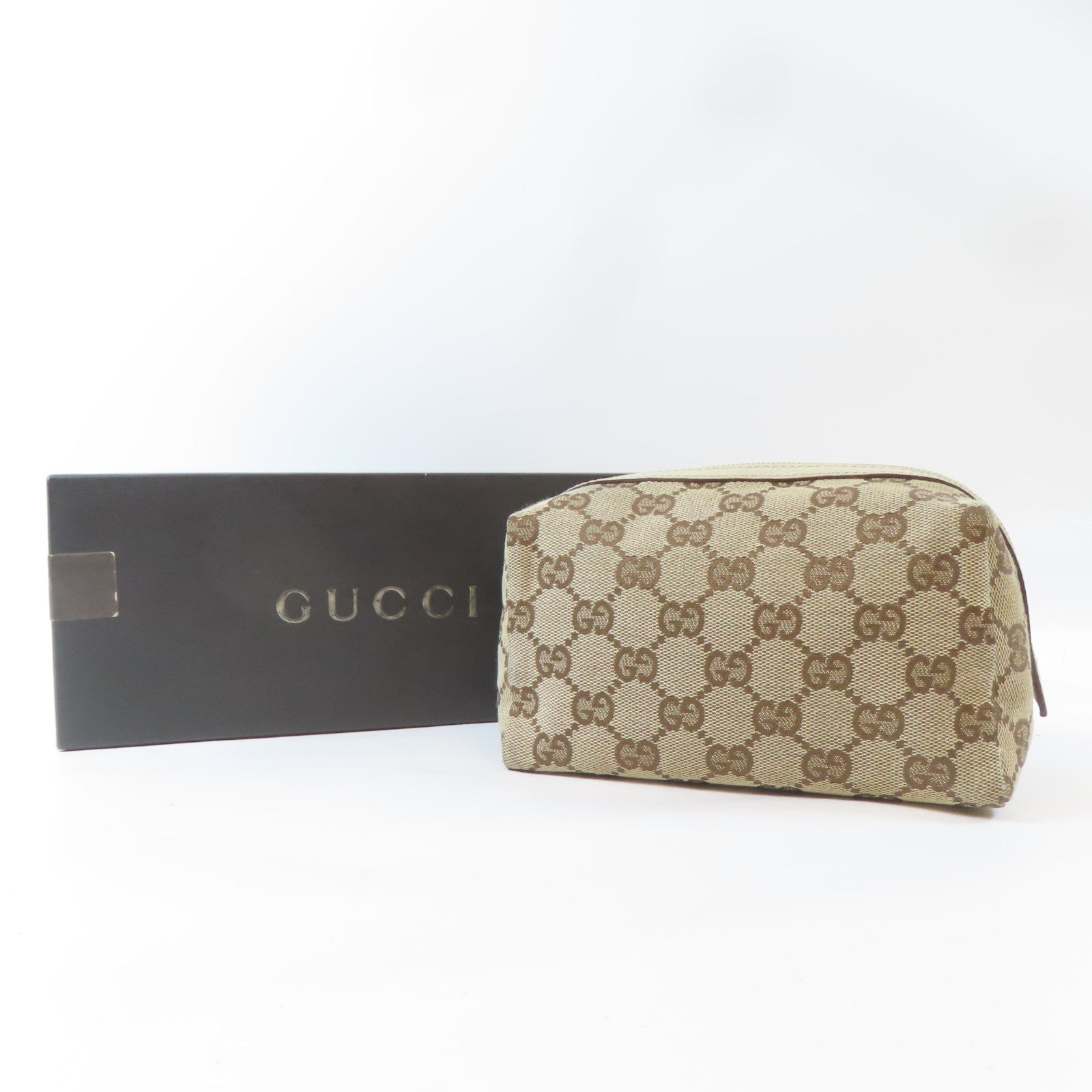 GUCCI 帆布Cosmetic Bag化妝袋啡色/米色