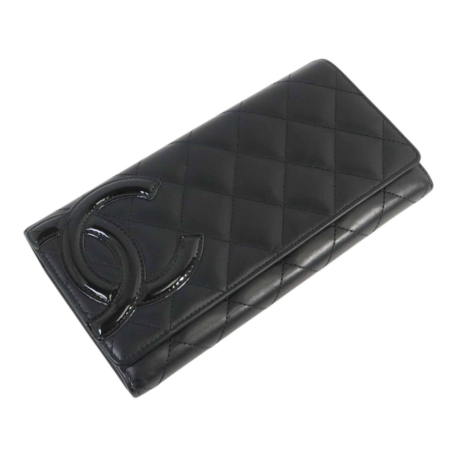 CHANEL 牛皮皮革Cambon Long Wallet銀扣長錢包