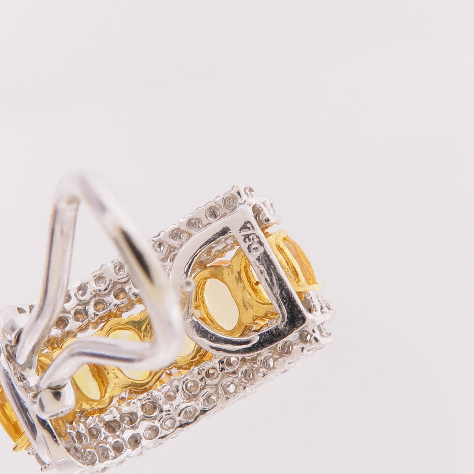 JEWELRY 18K白金/黃金Yellow Sapphire Diamond Earrings黃色藍寶石/鑽石耳環