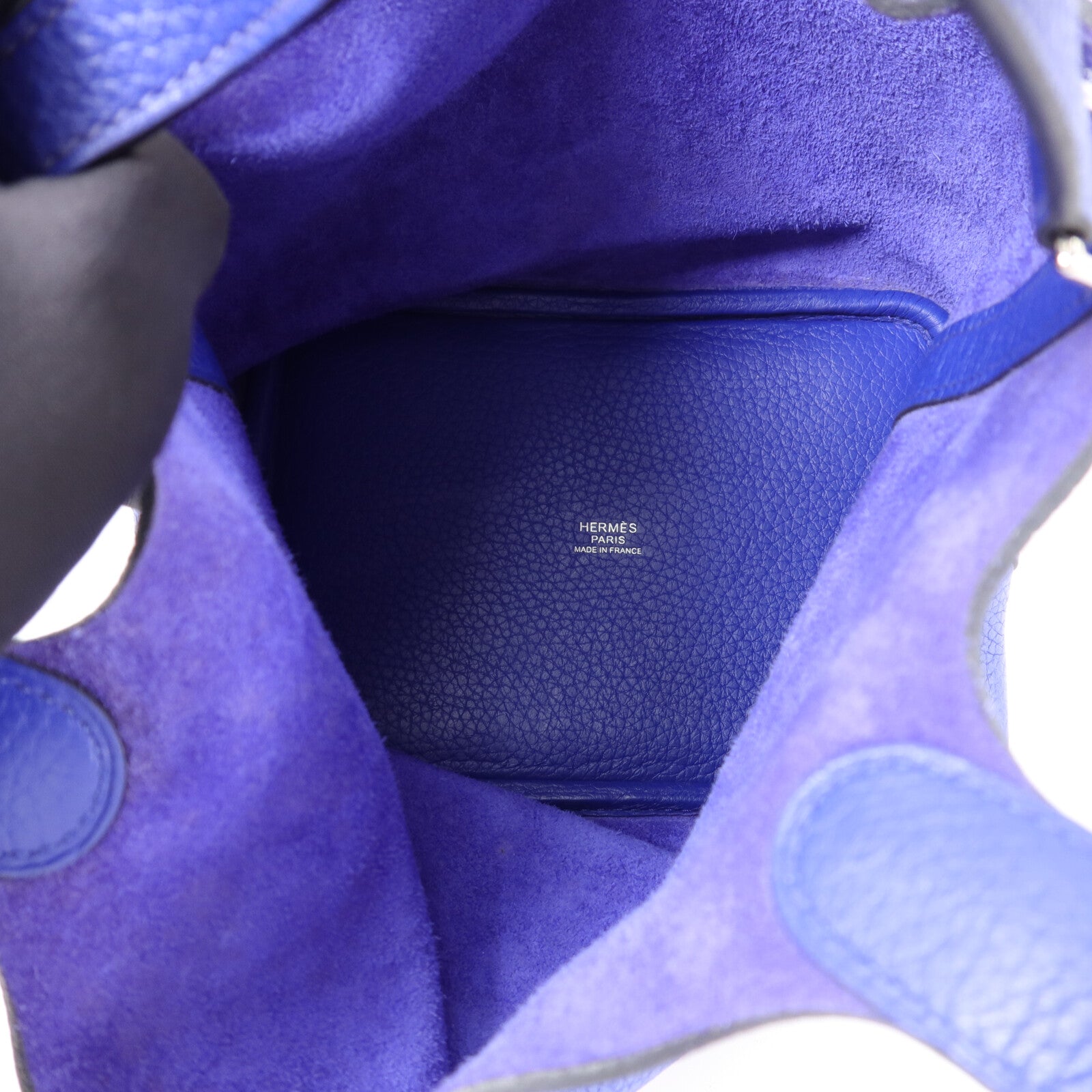 HERMES Clemence皮革Picotin PM手挽袋Bleu Electrique
