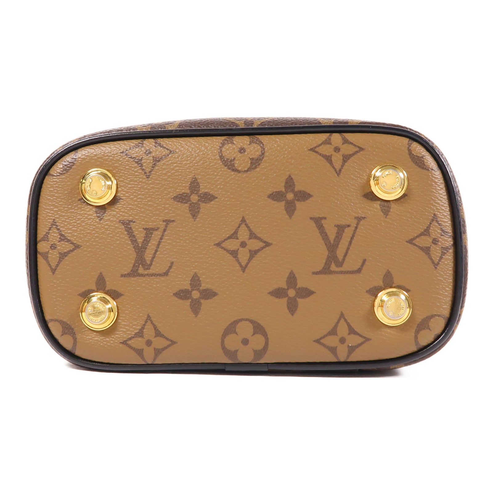 LOUIS VUITTON Monogram Reverse Vanity PM金扣手挽肩背兩用袋棕色