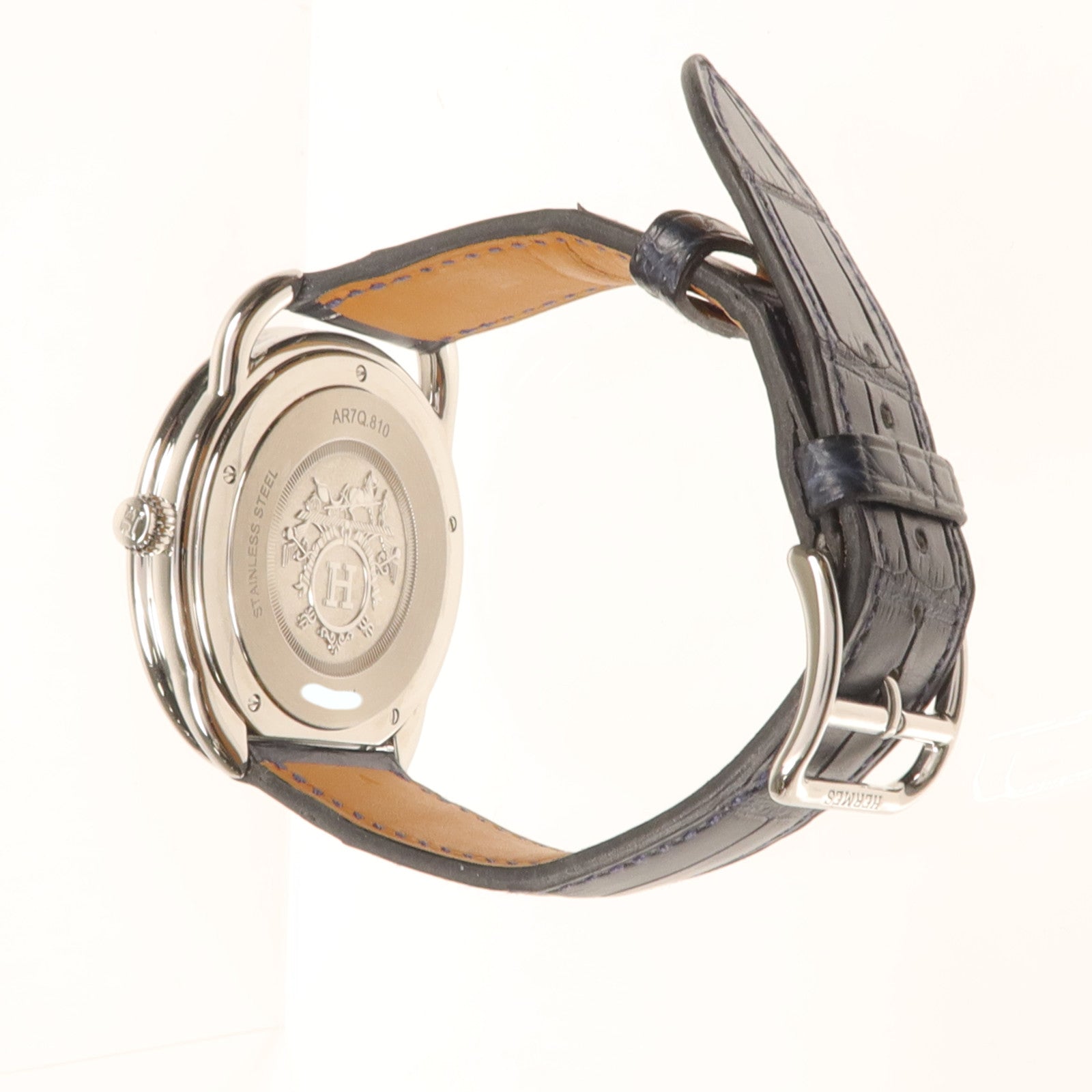 HERMES Arceau watch不鏽鋼手錶石英機芯藍色