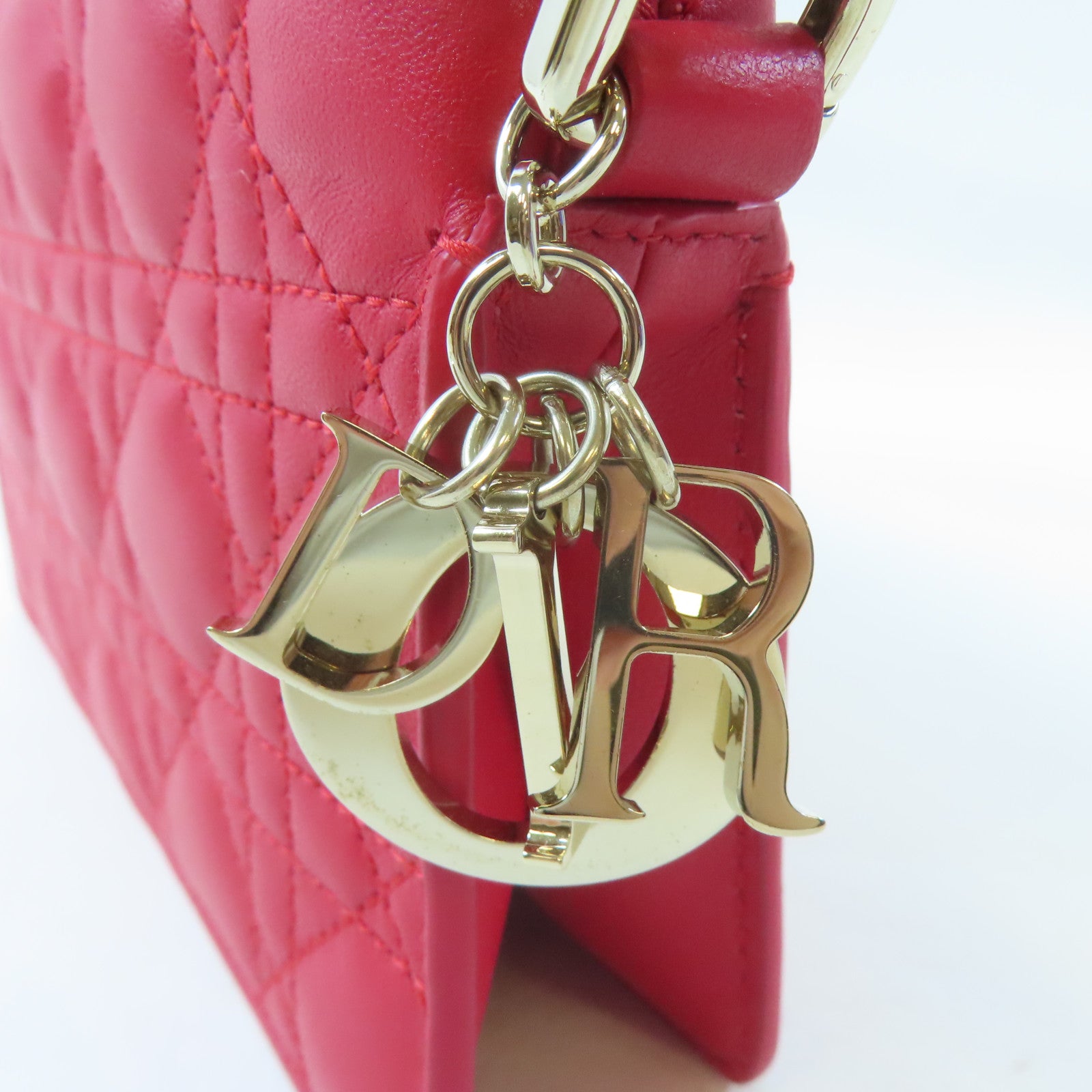 Dior 牛皮皮革Shoulder Bag金扣手挽肩背兩用袋紅色