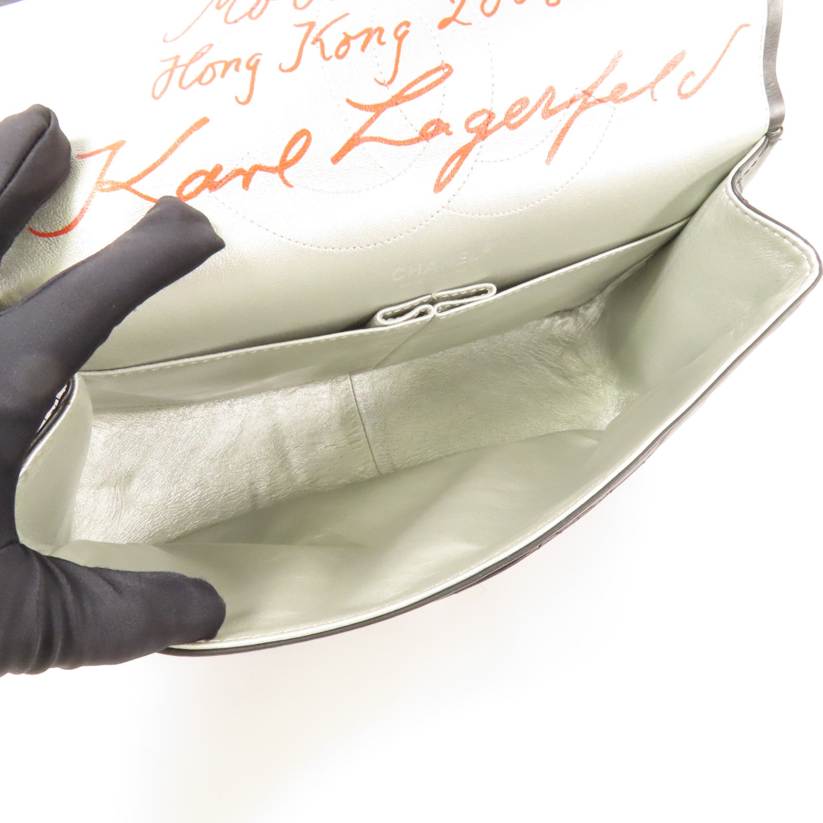 CHANEL 牛皮皮革2.55 Large銀扣鏈帶肩背袋