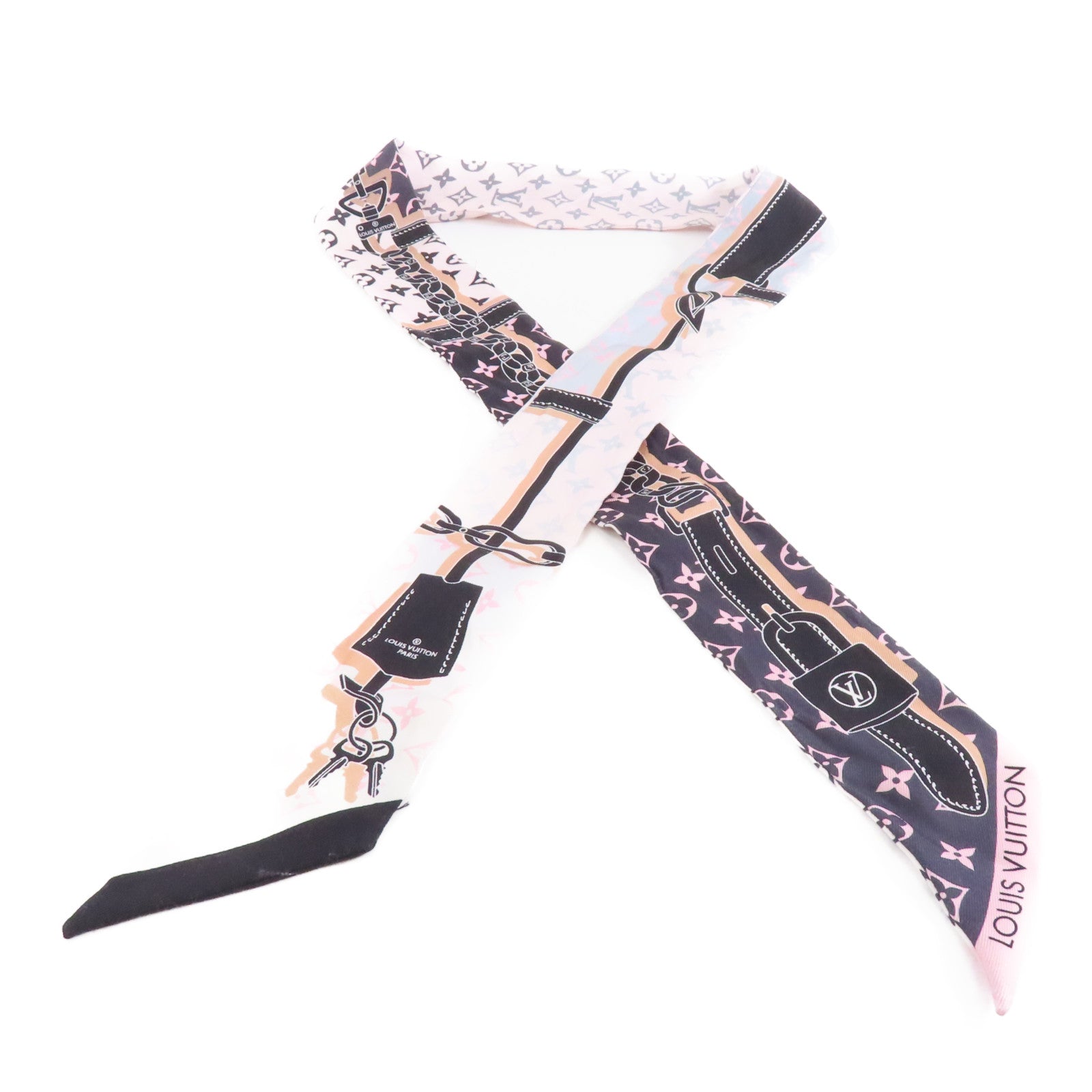 LOUIS VUITTON 絲質Rising Confidential BB Bandeau絲巾粉紅色/灰色/黑色