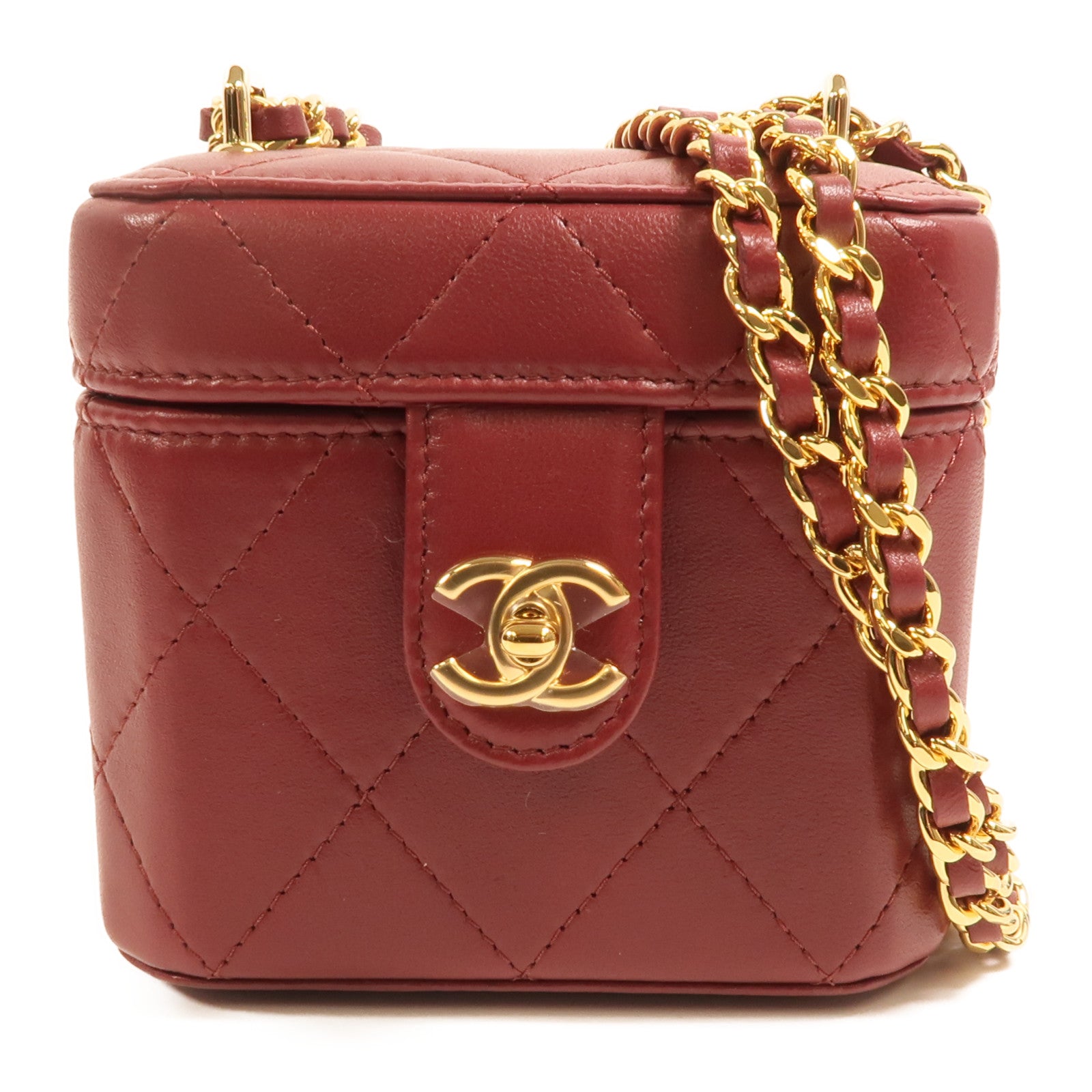 CHANEL 羊皮皮革Vanity Case金扣鏈帶肩背袋