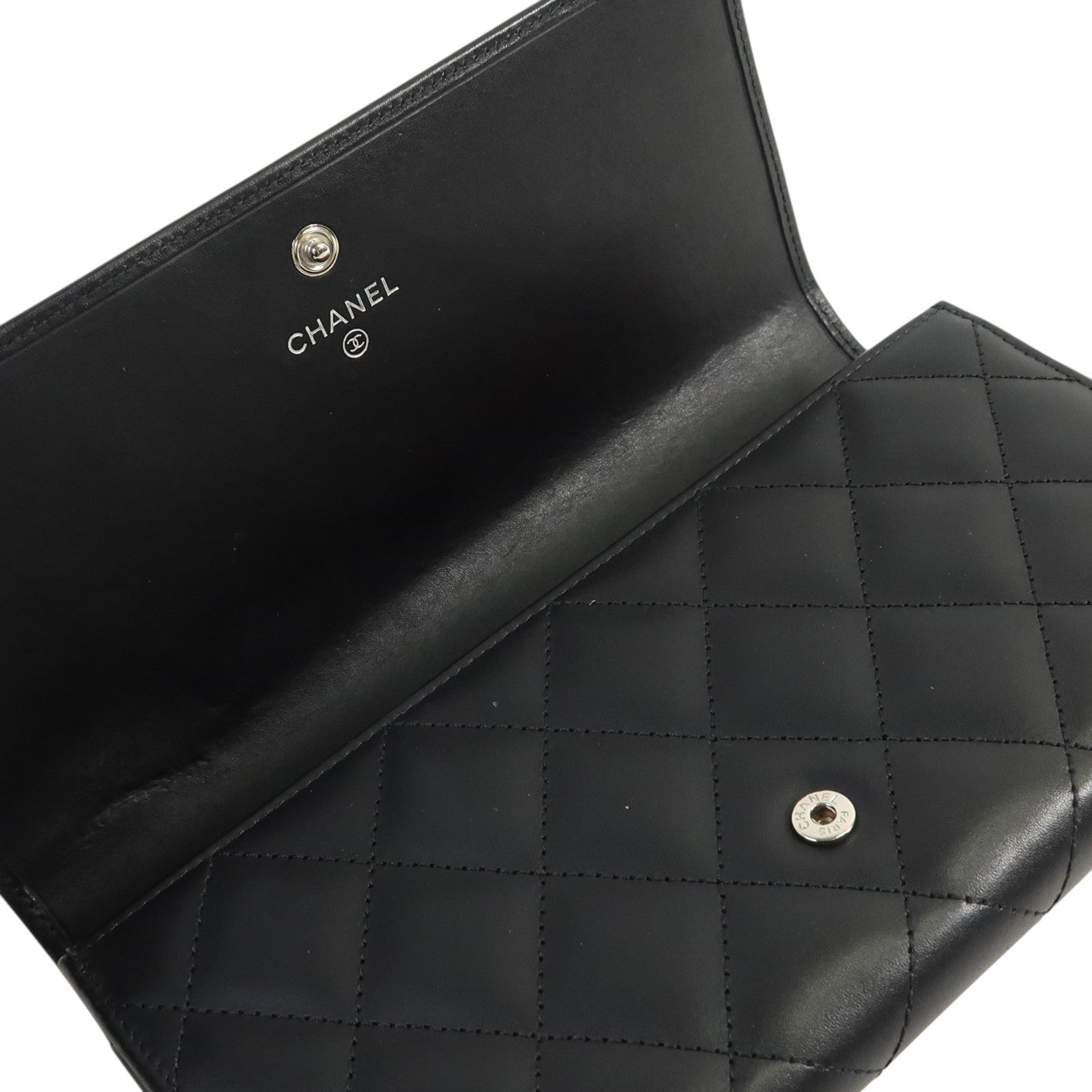 CHANEL 牛皮皮革Cambon Long Wallet銀扣長錢包