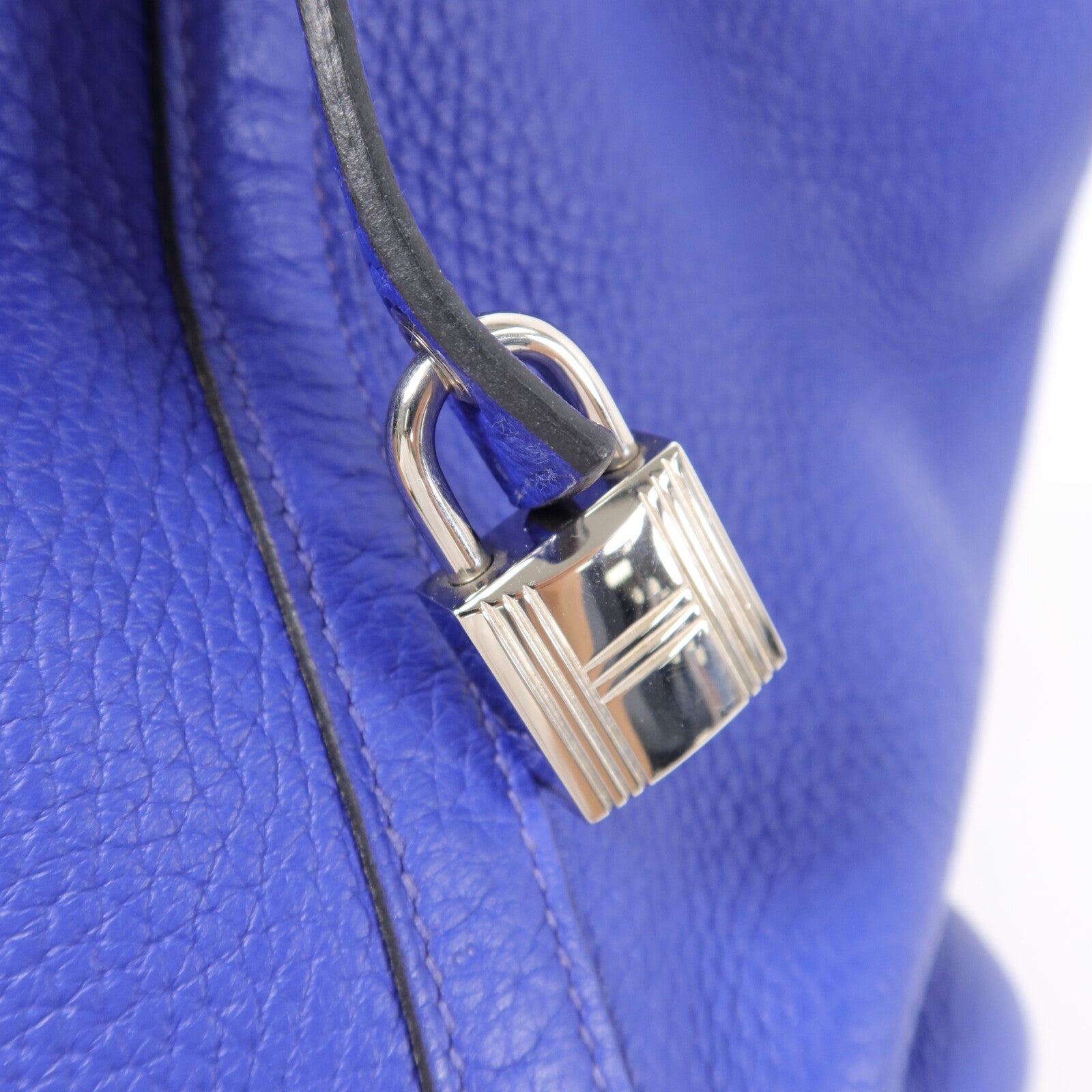HERMES Clemence皮革Picotin PM手挽袋Bleu Electrique
