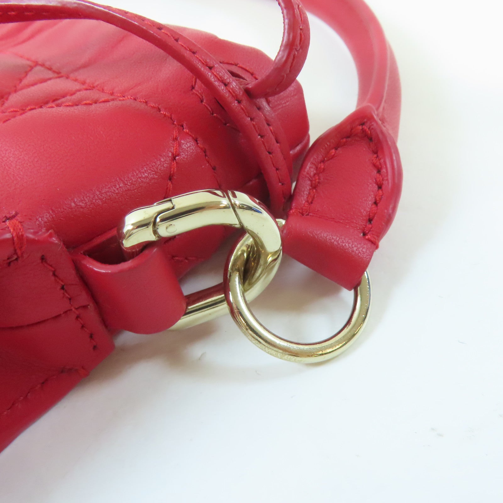 Dior 牛皮皮革Shoulder Bag金扣手挽肩背兩用袋紅色