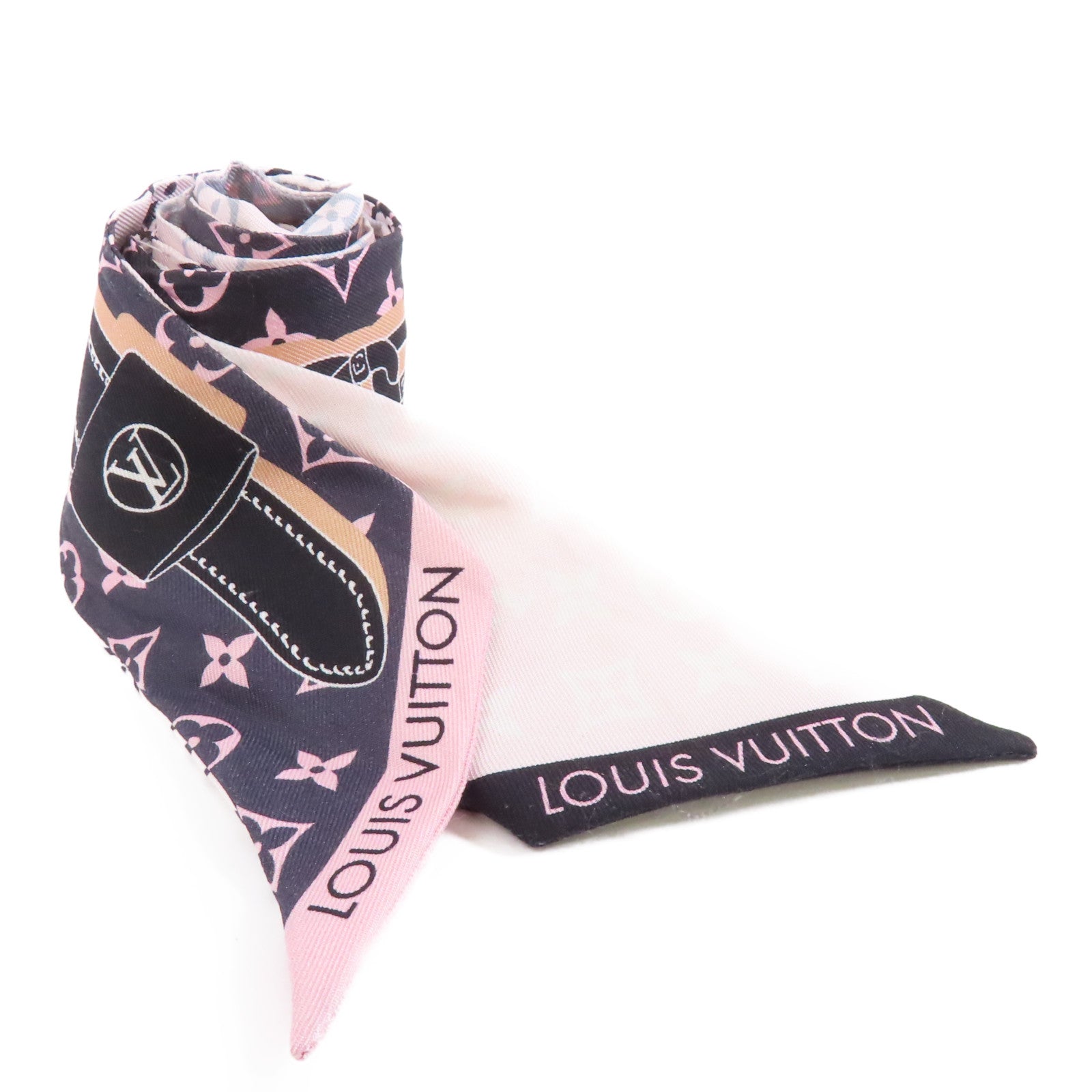 LOUIS VUITTON 絲質Rising Confidential BB Bandeau絲巾粉紅色/灰色/黑色