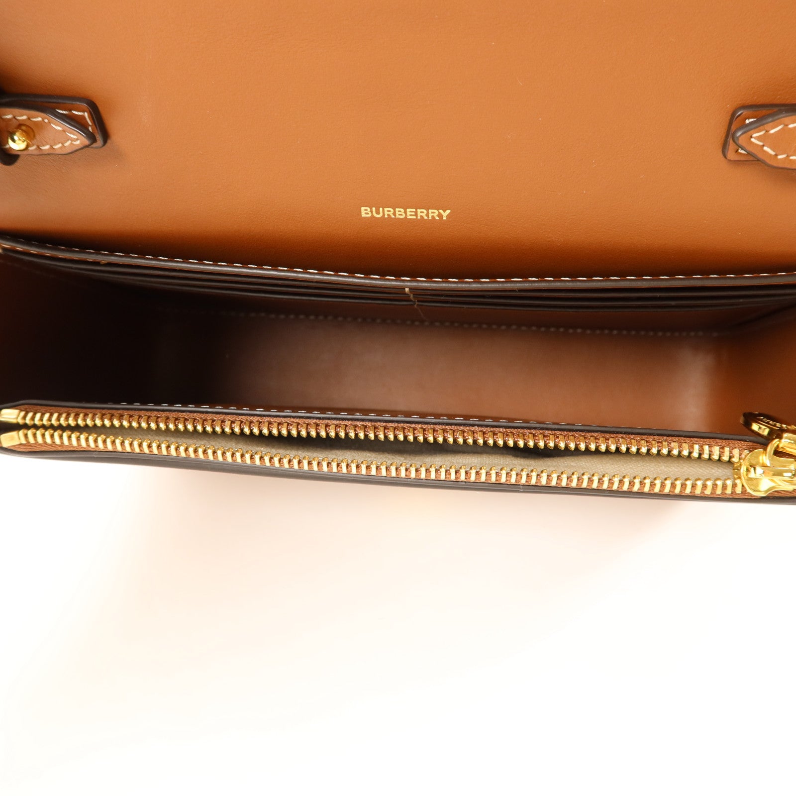 BURBERRY 牛皮皮革Tan Hampshire金扣肩背袋