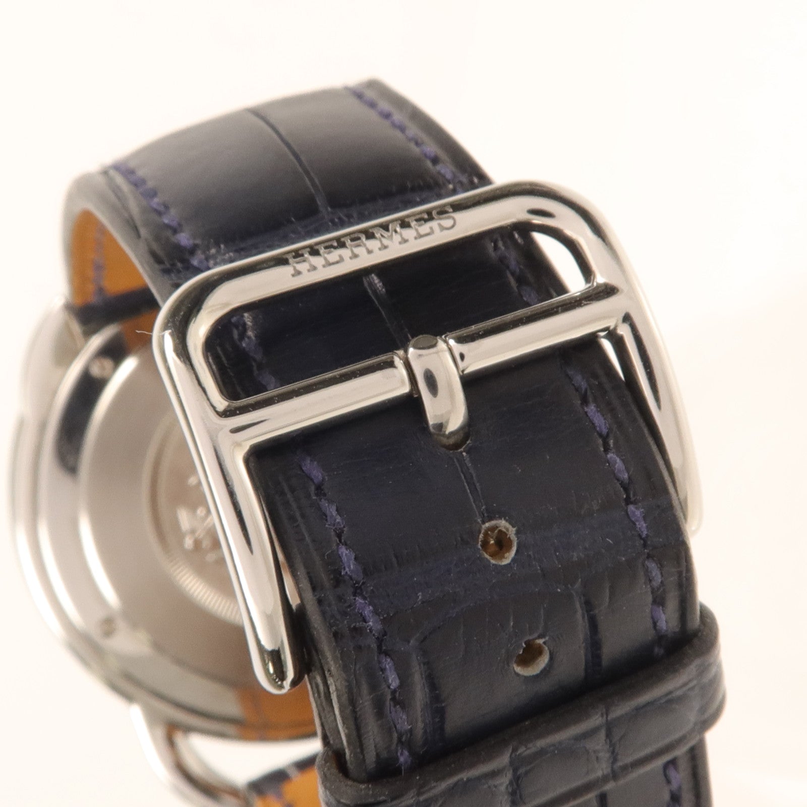 HERMES Arceau watch不鏽鋼手錶石英機芯藍色