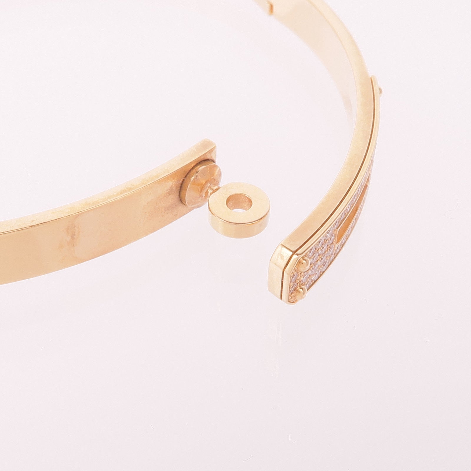 HERMES 18K玫瑰金Kelly Bracelet鑽石手鐲