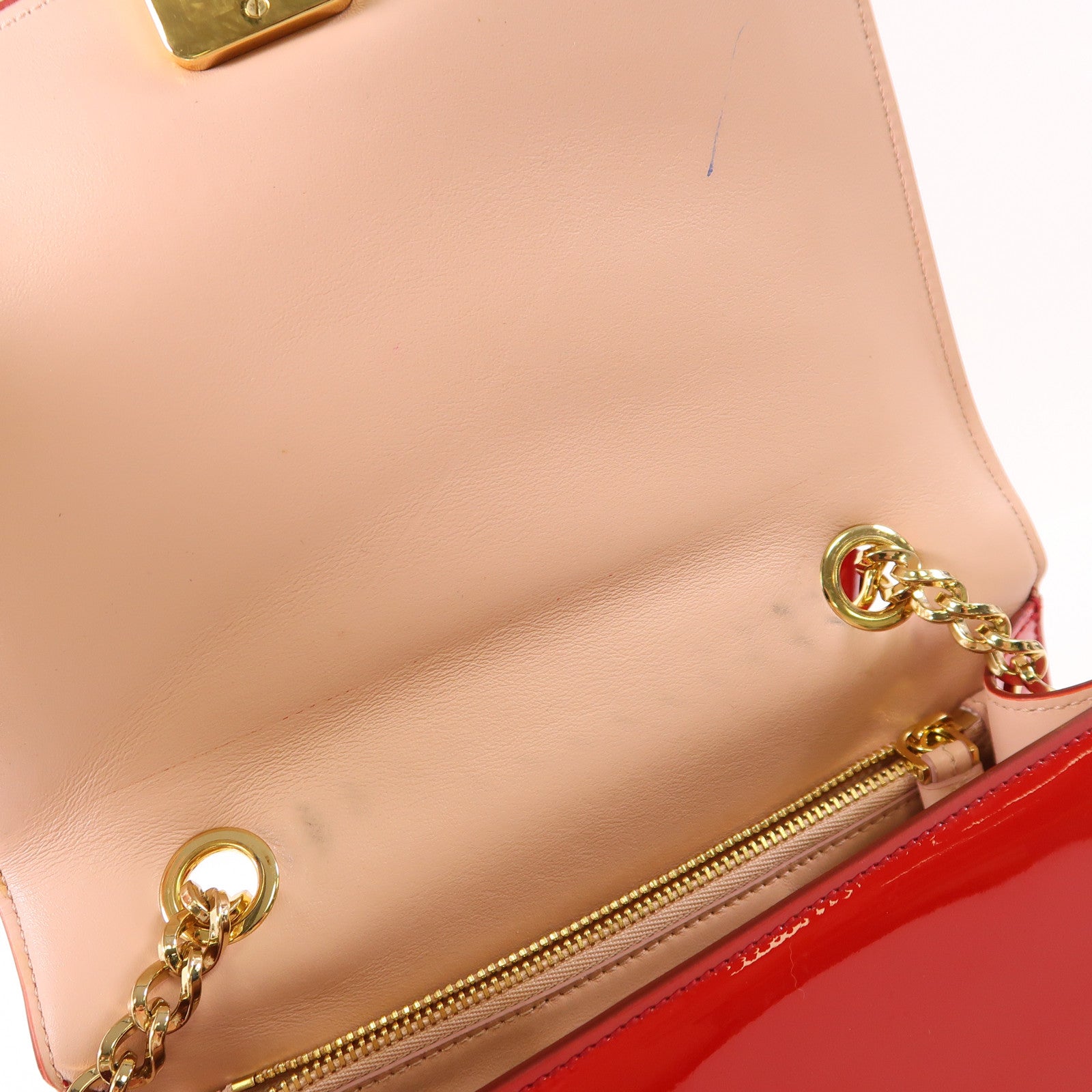 Salvatore Ferragamo 漆皮皮革Chain Shoulder金扣鏈帶肩背袋