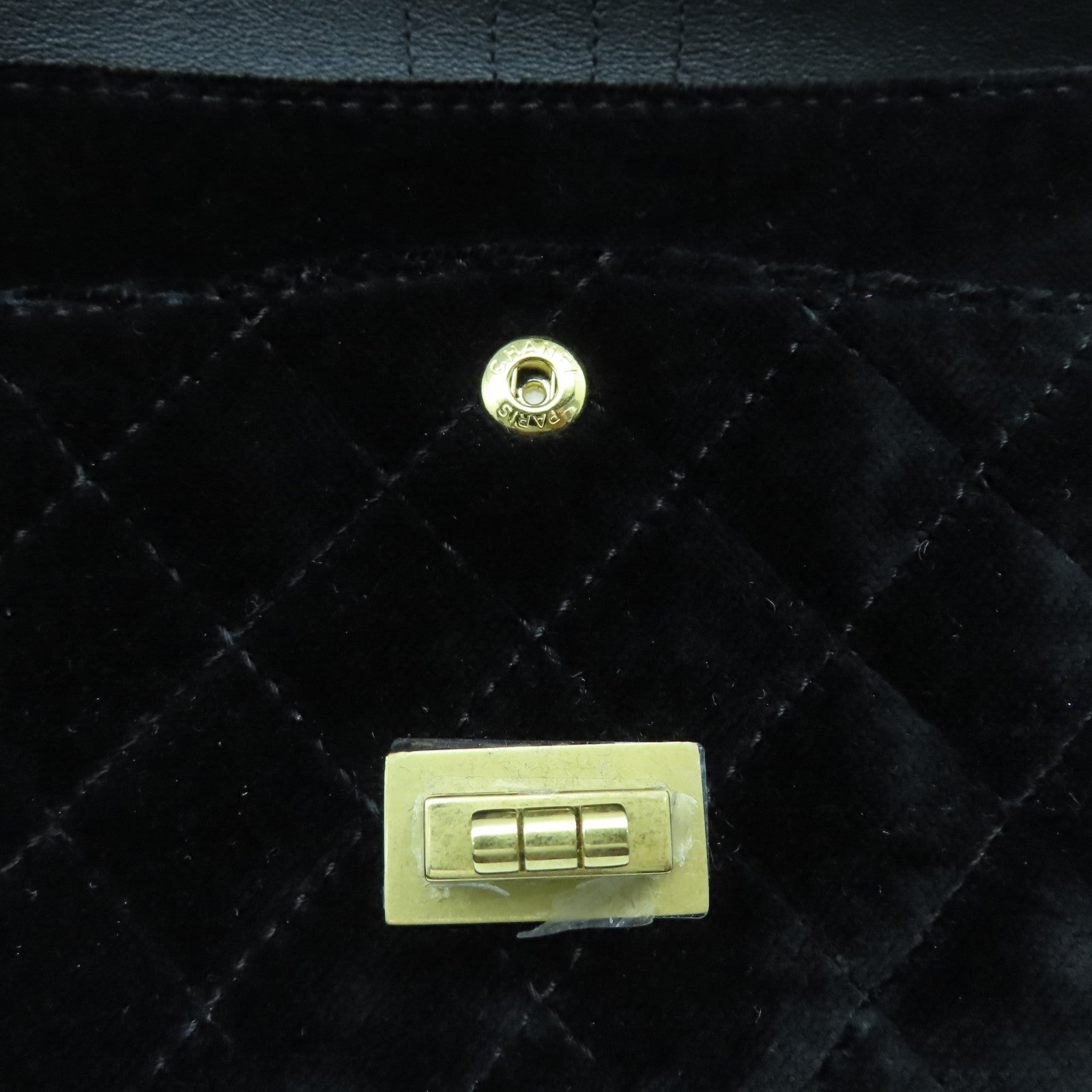 CHANEL 【清倉大減價】菱格天鵝絨2.55 Chain Shoulder金扣手挽肩背兩用袋黑色