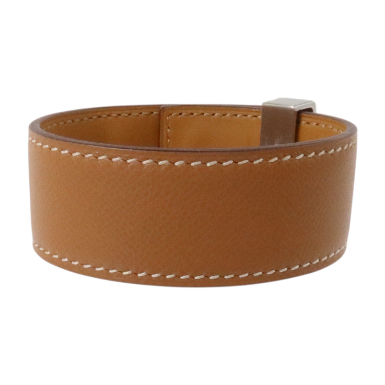 HERMES Madame皮革/金屬Collier De Chien 24 Bracelet銀扣手鏈Gold