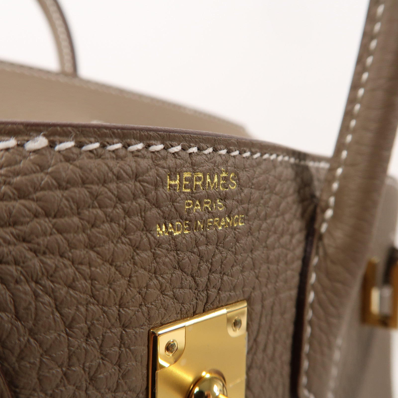 HERMES Togo皮革Birkin 25金扣手挽袋大象灰色