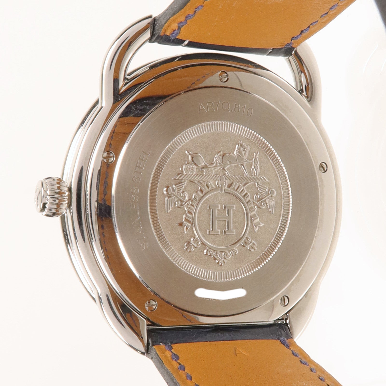 HERMES Arceau watch不鏽鋼手錶石英機芯藍色