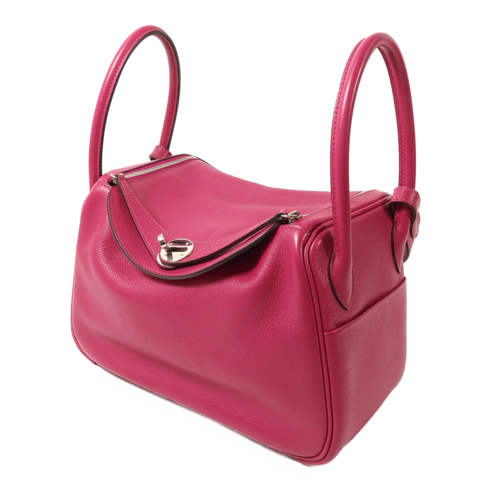 HERMES Evercolor皮革Lindy 26手挽肩背兩用袋Rose Purple