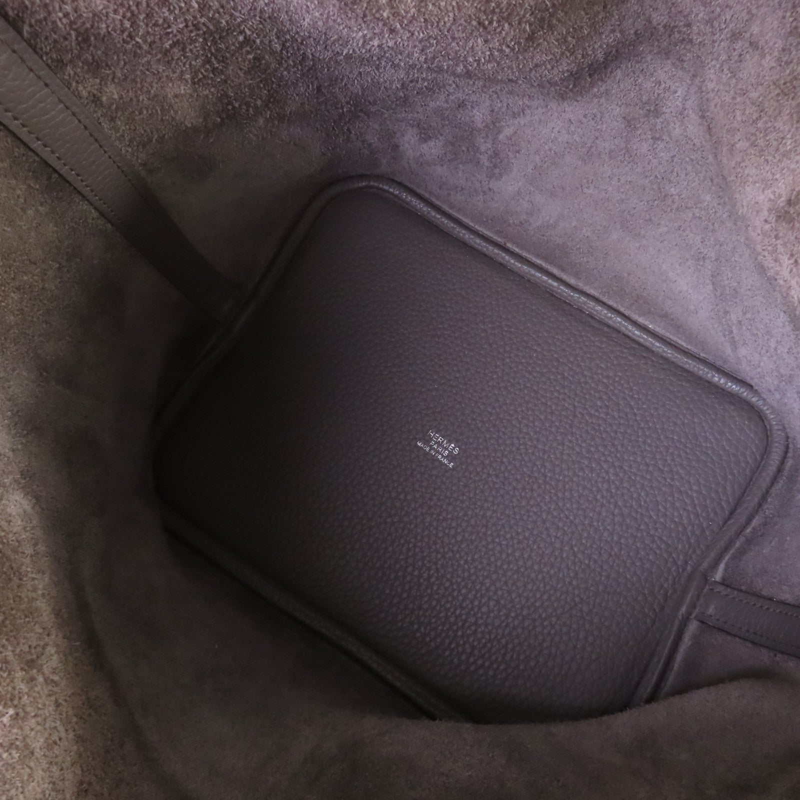 HERMES Clemence皮革Picotin MM Tote Bag銀扣手挽袋錫灰色