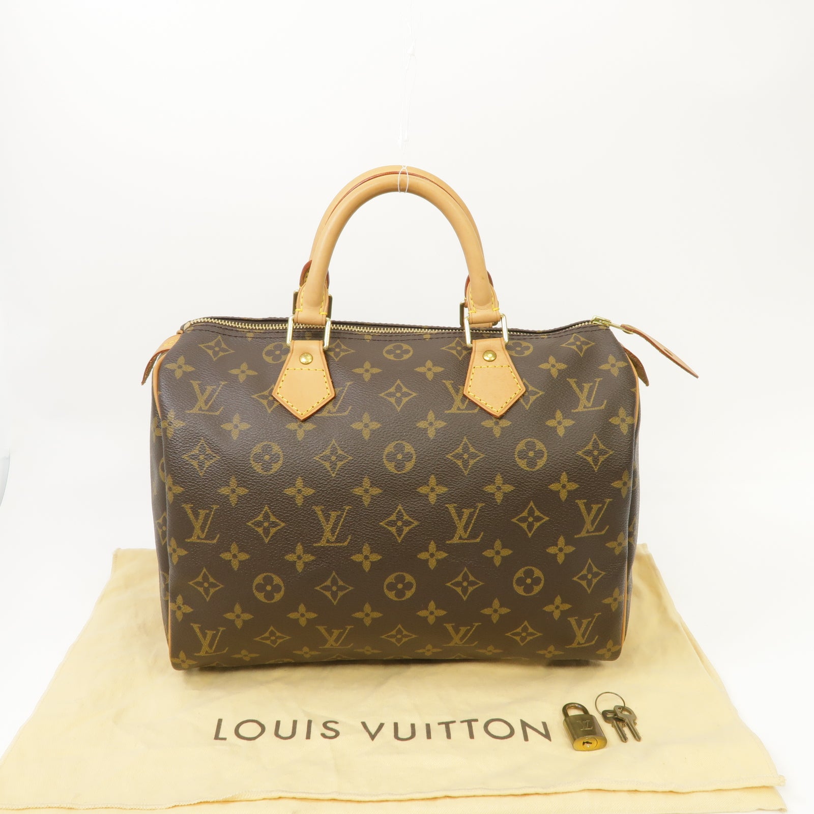 LOUIS VUITTON Monogram Speedy 30金扣手挽袋啡色