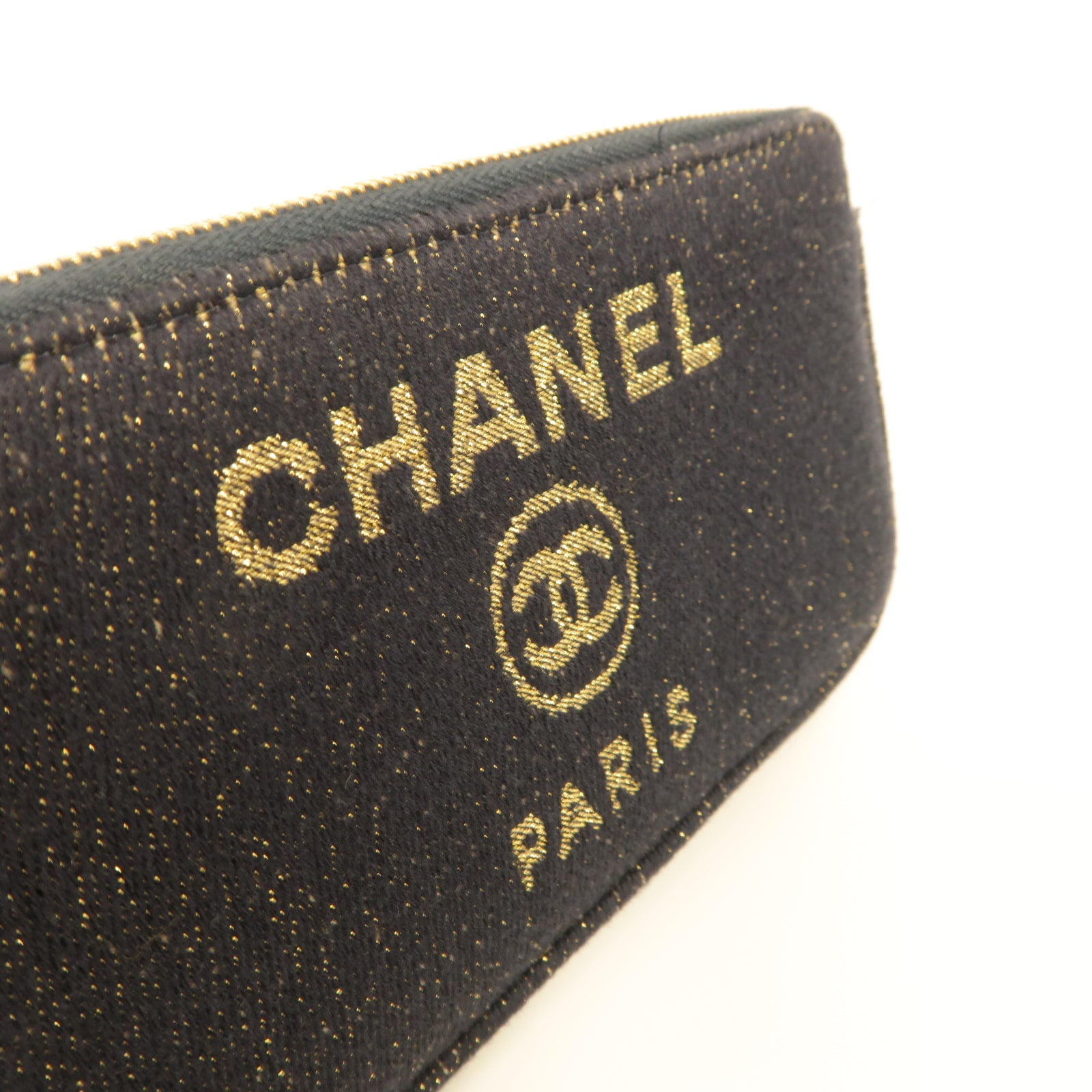 CHANEL 帆布Chain Shoulder Bag金扣鏈帶肩背袋深藍色