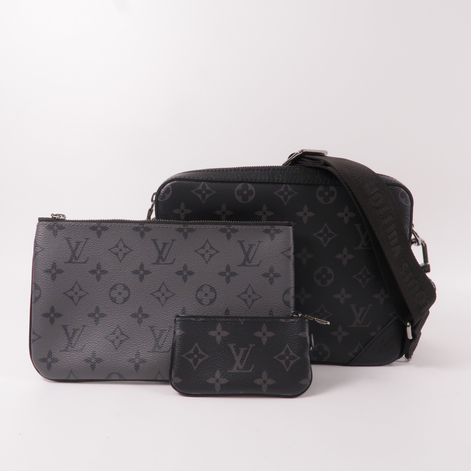 LOUIS VUITTON Monogram Eclipse Reverse Trio Messenger肩背袋