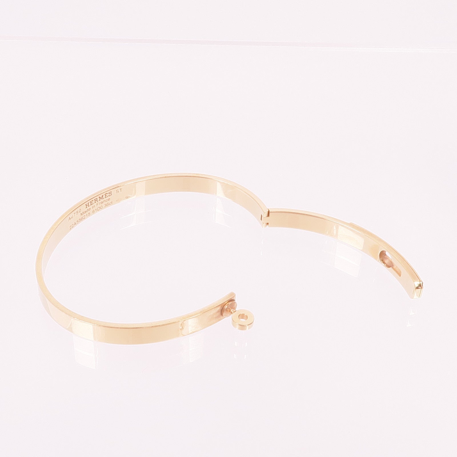 HERMES 18K玫瑰金Kelly Bracelet鑽石手鐲