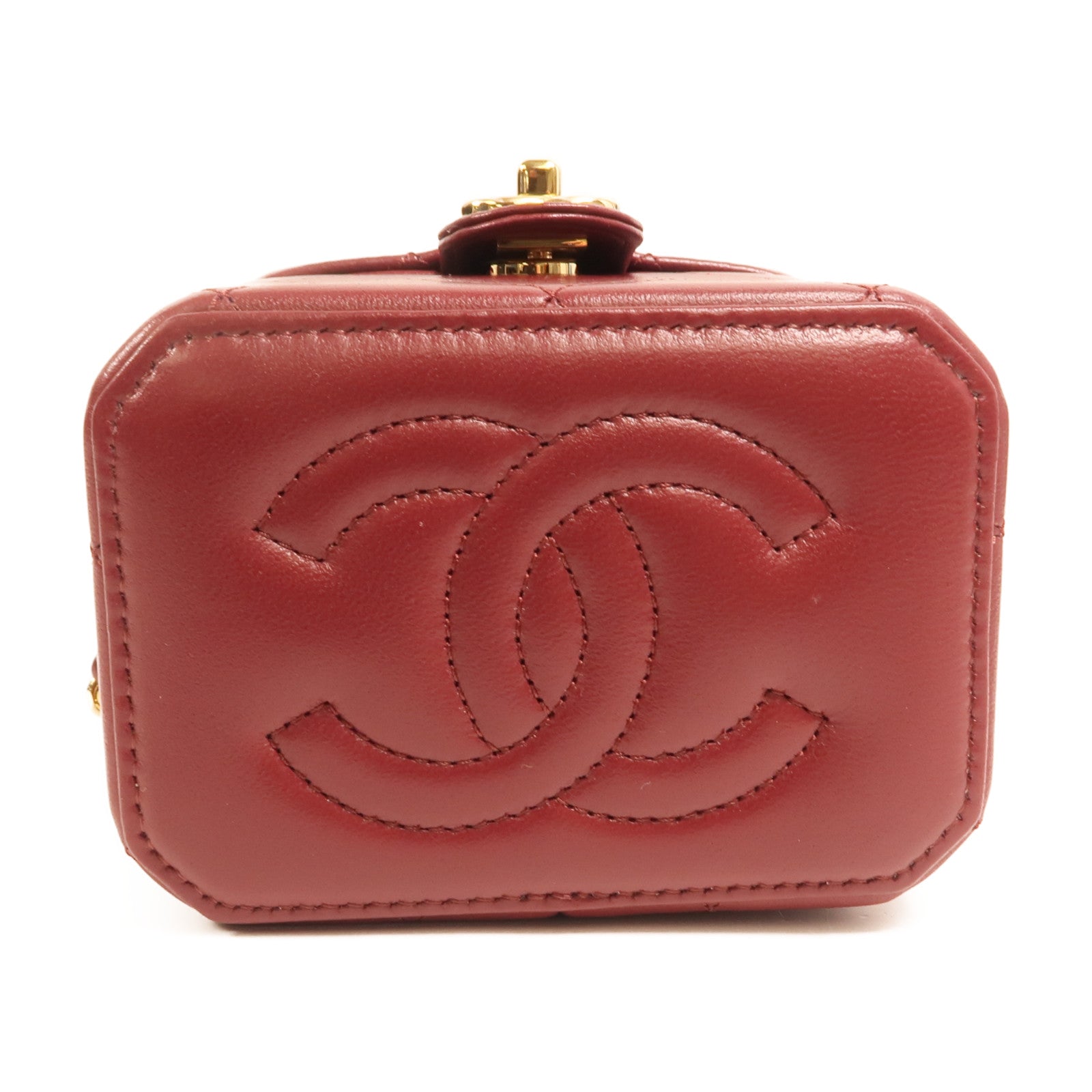 CHANEL 羊皮皮革Vanity Case金扣鏈帶肩背袋